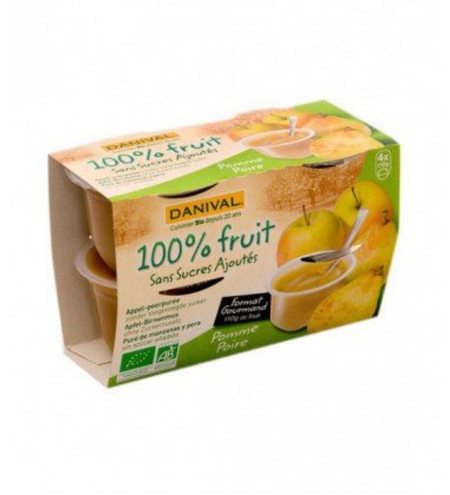 Danival Apple & pear puree 100% organic fruit with no added sugar 4 x 110 g