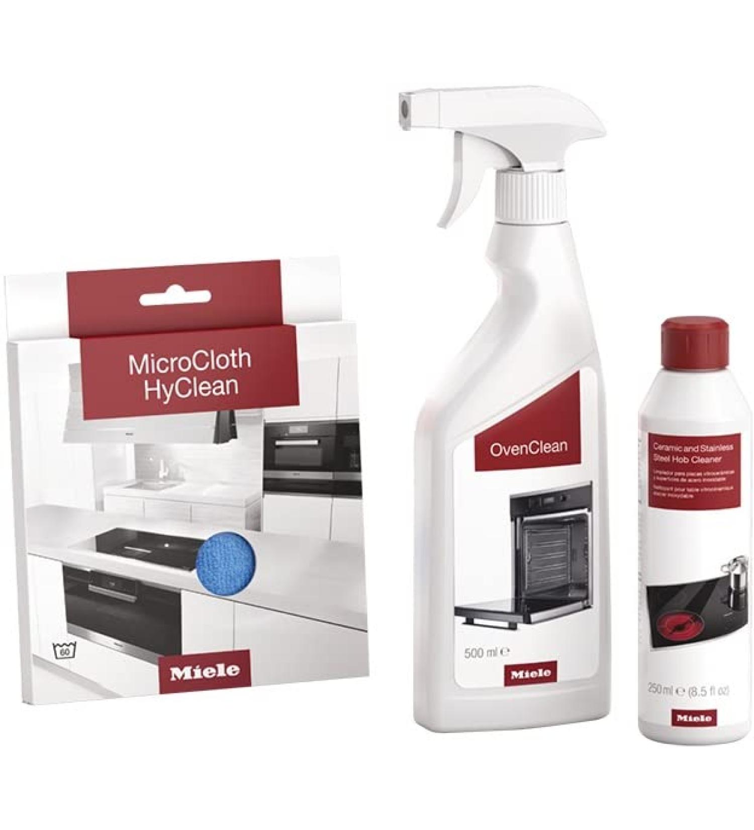 Miele Original CleanKitchen Set for Optimal Kitchen Care 1 x Miele OvenClean 1 x Ceramic Cleaning Agent 1 x Miele Anti-Bacterial HyClean Microfibre Cloth - 11451020 - Buy Online on GoSupps.com