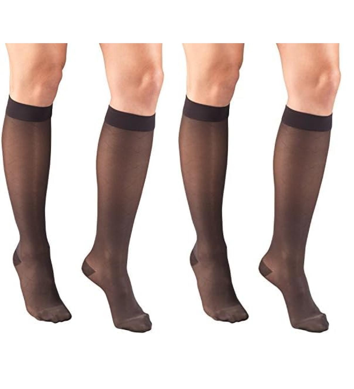 Truform Sheer Compression Stockings for Women - 15-20 mmHg Knee High Length Charcoal Diamond Pattern Medium (2 Pairs) - International Shipping Available - Buy Online on GoSupps.com