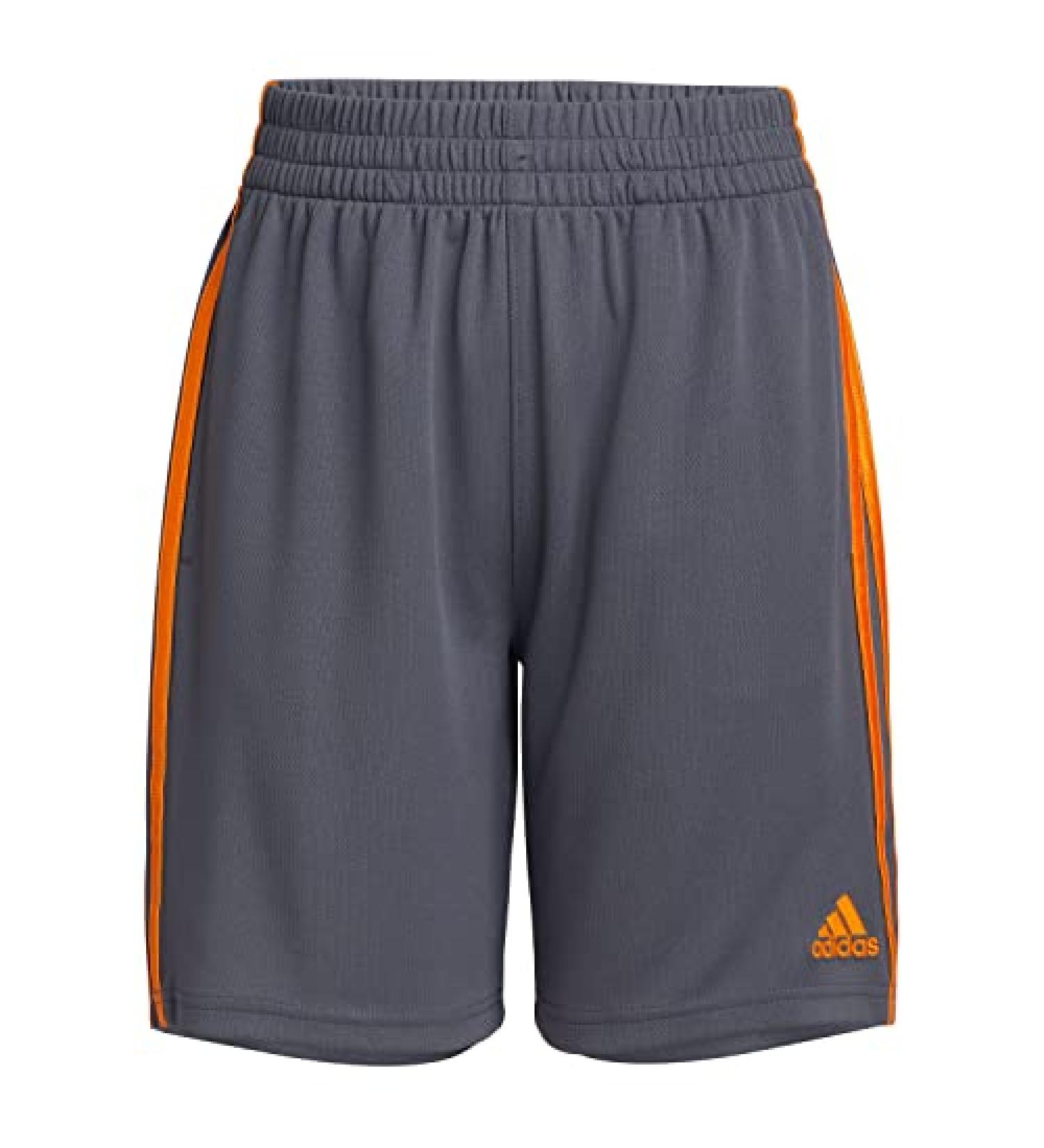 adidas Boys' Aeroready Elastic Waistband Classic 3s Short Small Blue Oxide With Screaming Orange