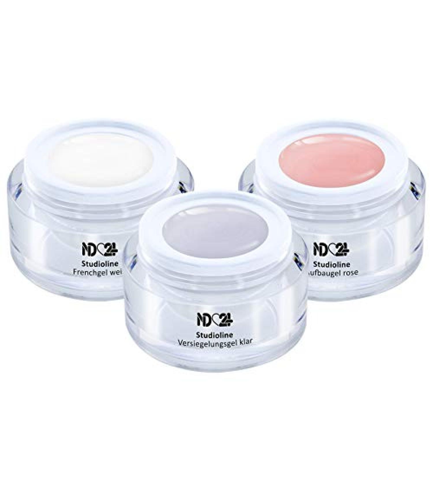 Studioline French Nails Gel Set - Pink Builder & White French Gel - Made in Germany (3 x 15ml) - International Shipping Available - Buy Online on GoSupps.com