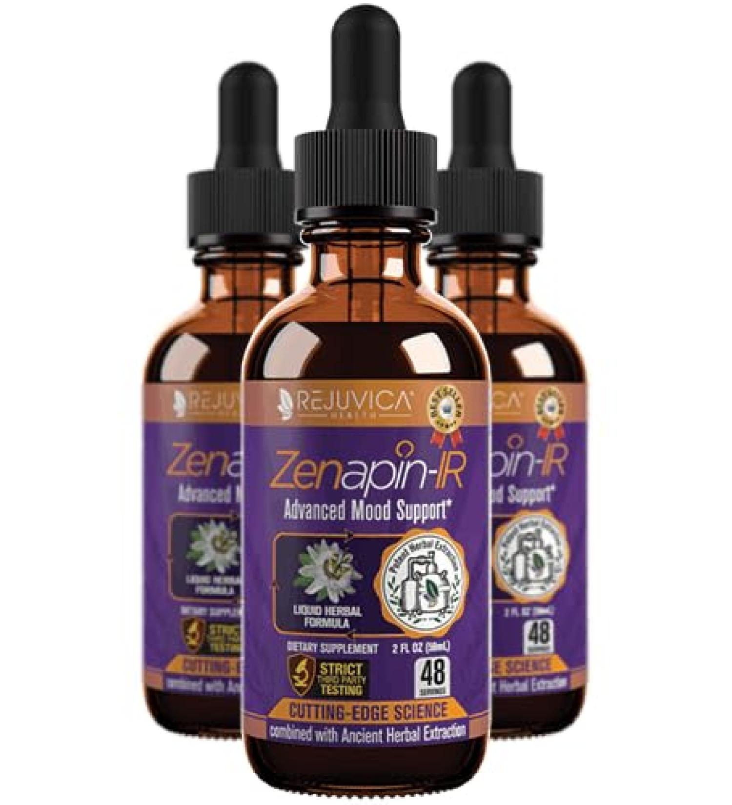 Rejuvica Health Zenapin IR - Advanced Mood Support Supplement - Kava Kava Ashwagandha Passionflower Chamomile B-Vitamins & More 2 Fl Oz (Pack of 3) - Buy Online on GoSupps.com
