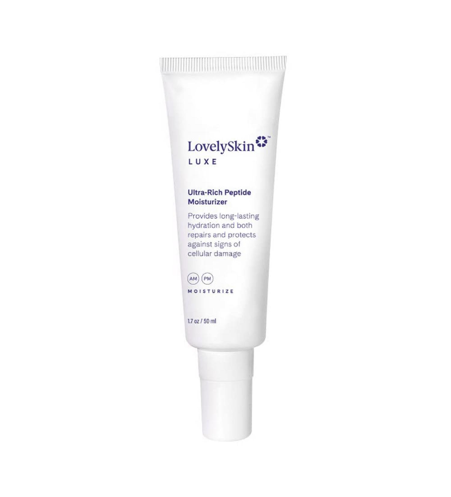 LovelySkin LUXE Ultra-Rich Peptide Moisturizer | Anti-Aging Hydrating Facial Cream | Reduces Fine Lines - 1.7 oz - Buy Online on GoSupps.com