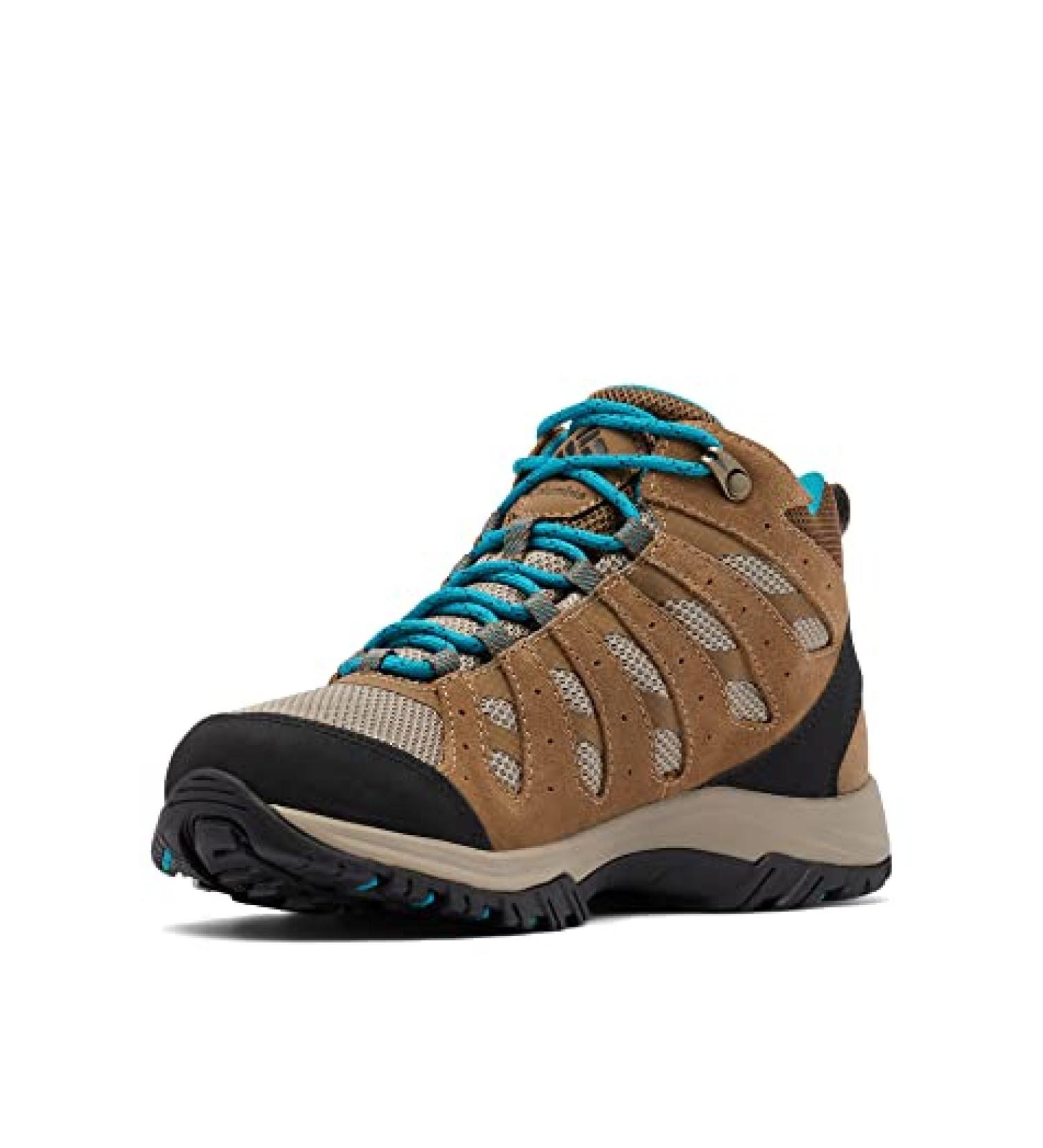 Columbia Women's Redmond III Mid Waterproof Hiking Shoe - 8 Wide - Khaki/Sea Level - Buy Online on GoSupps.com