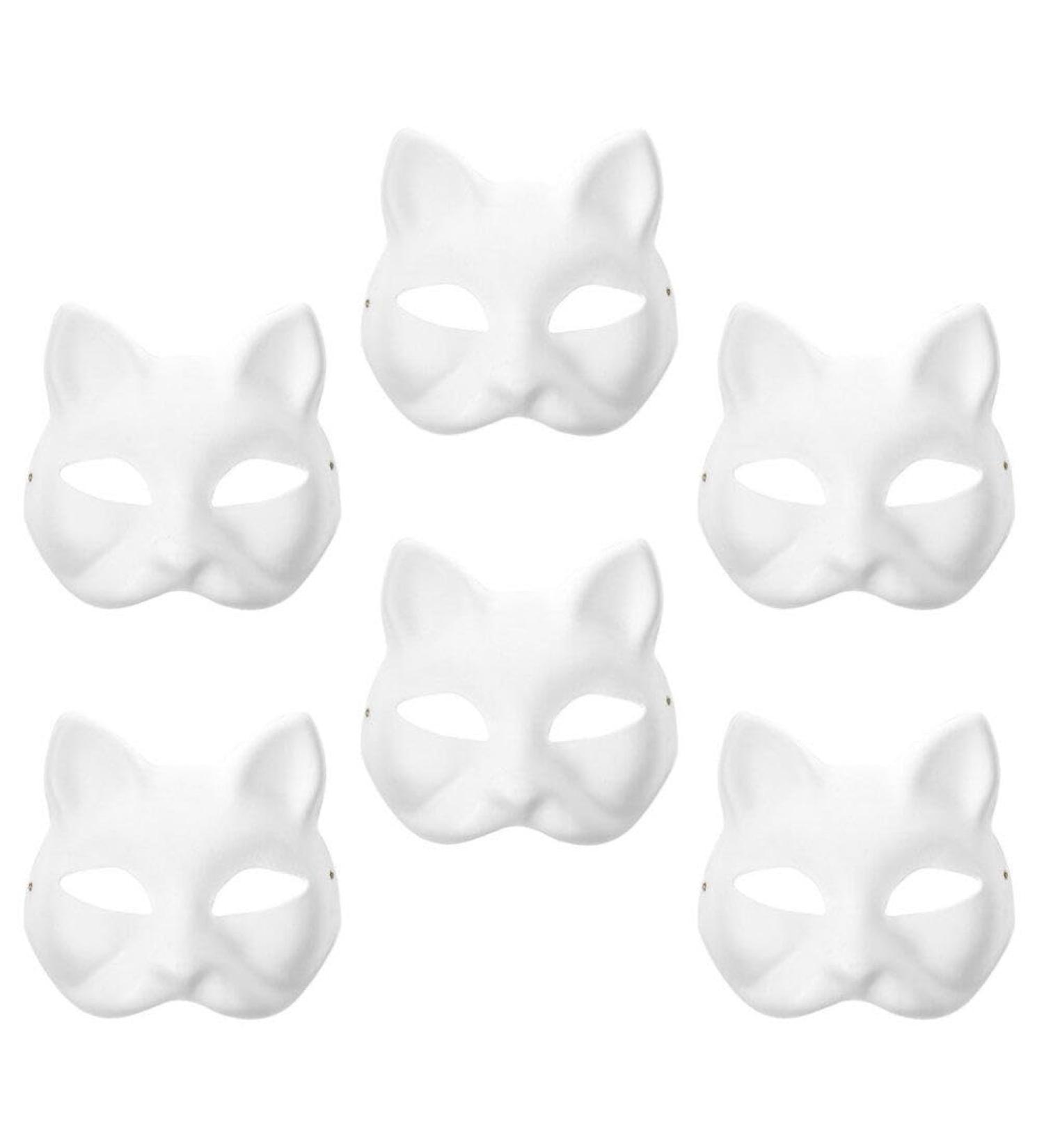 Shop Kichvoe Cat Masks - 6-Piece Kitsune Fox Half Masks | DIY White Animal Face Covers for Cosplay & Masquerade Party Accessories - Buy Online on GoSupps.com