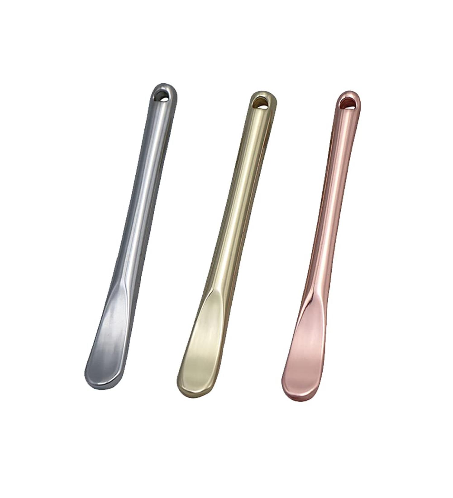3-Piece Zinc Alloy Makeup Spatula Set - Eye Cream Spoons & Mini Cosmetic Skincare Tools - Gold Silver & Rose Gold - Buy Online on GoSupps.com