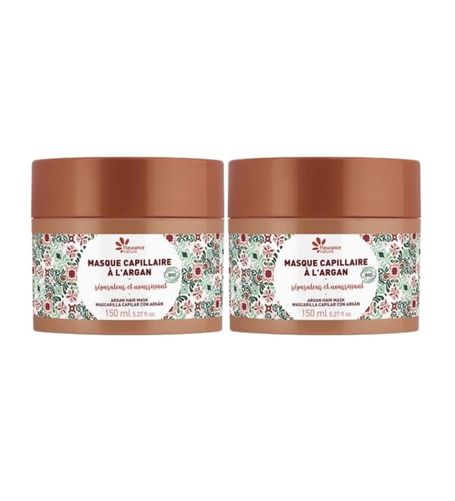 Fleurance Nature- Duplo Masque Capillaire l'Argan Bio- 150ml- Soin Capillaire femme certifi Bio Cosmos Ecocert- traitement Cheveux Secs et ab m s- Nourrit et hydrate- 25123 (2) - Buy Online on GoSupps.com