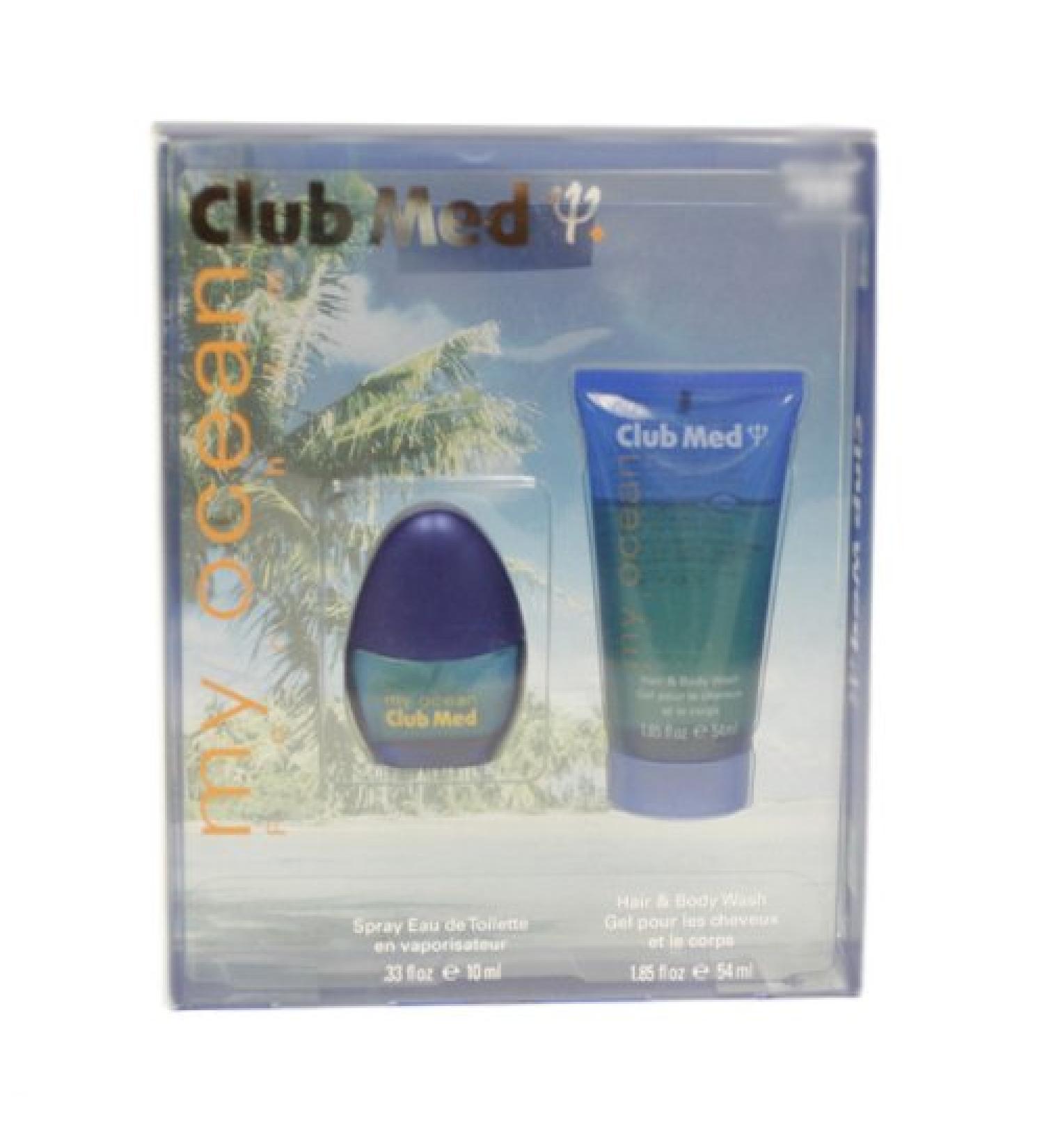 Club Med My Ocean By Coty For Men. Gift Set ( Eau De Toilette Spray 0.33 Oz + Hair & Body Wash 1.8 Oz )