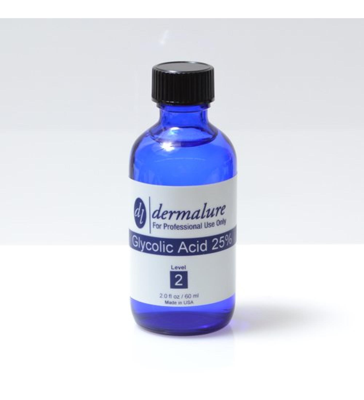 Dermalure Glycolic Acid Peel 25% 1oz. 30ml (Level 2 pH 1.5) - Exfoliating Even Toning Face Peel for Dry Skin Uneven Skin Tone Aging