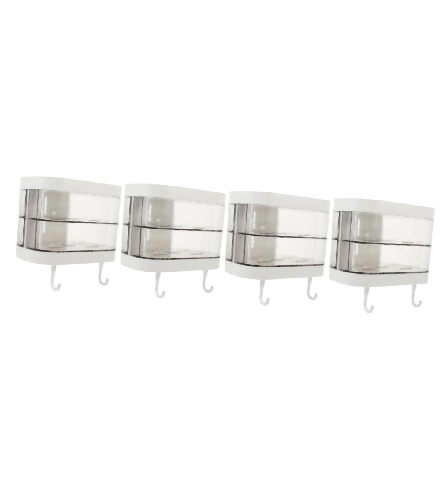 Ciieeo 4pcs Box Storage Box Soap Storage Holder Self Draining Soap Container Bathroom Soap Holder Cartoon Design Soap Holder Lip Gloss Containers Double Layer Storage Rack Plastic White - Buy Online on GoSupps.com