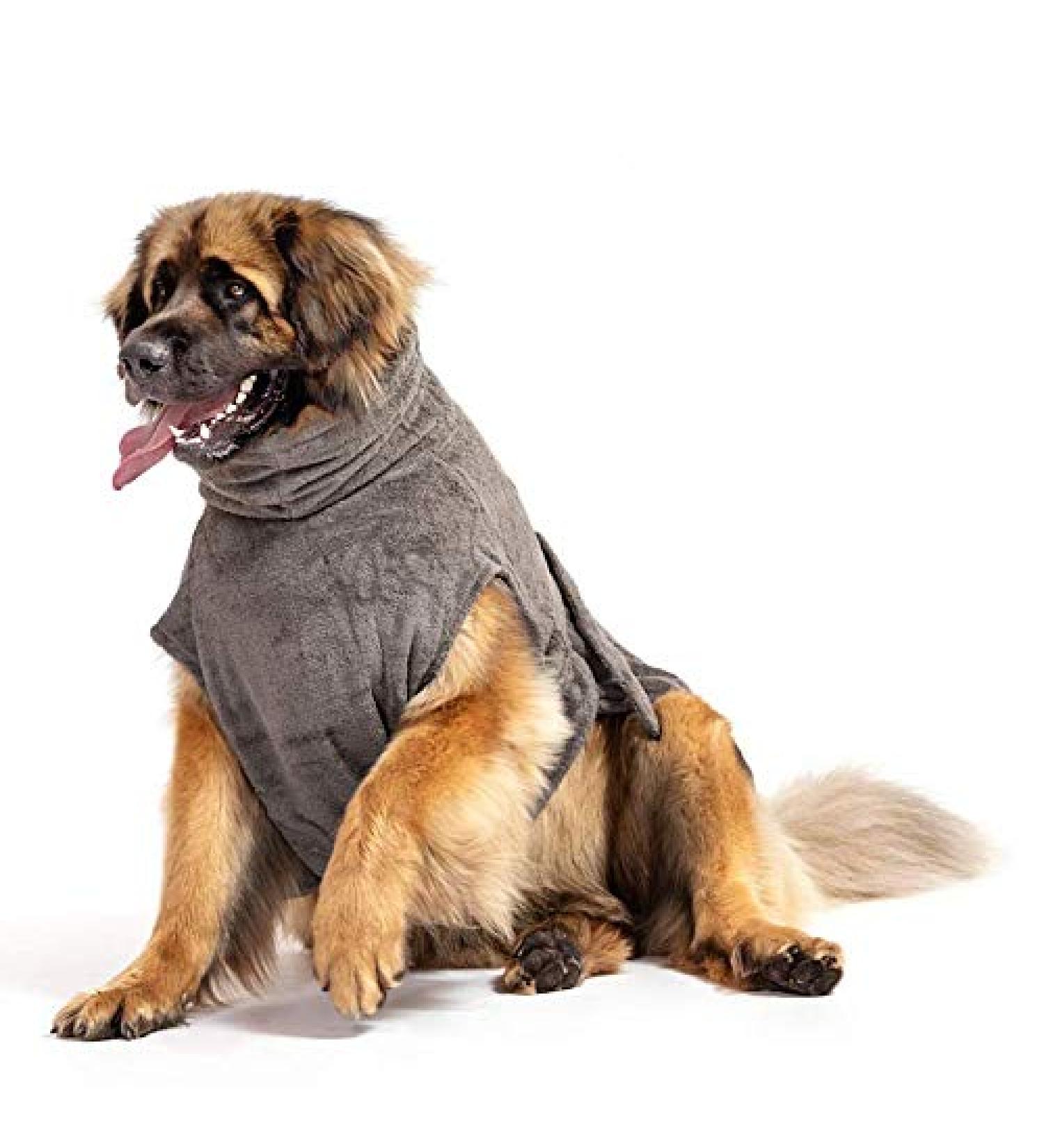 Shop Lills Dog Wadder - 100% Organic Cotton Bathrobe Extra Absorbent Stone Gray 4XL (80 cm Back Length) - Perfect for International Shipping - Buy Online on GoSupps.com