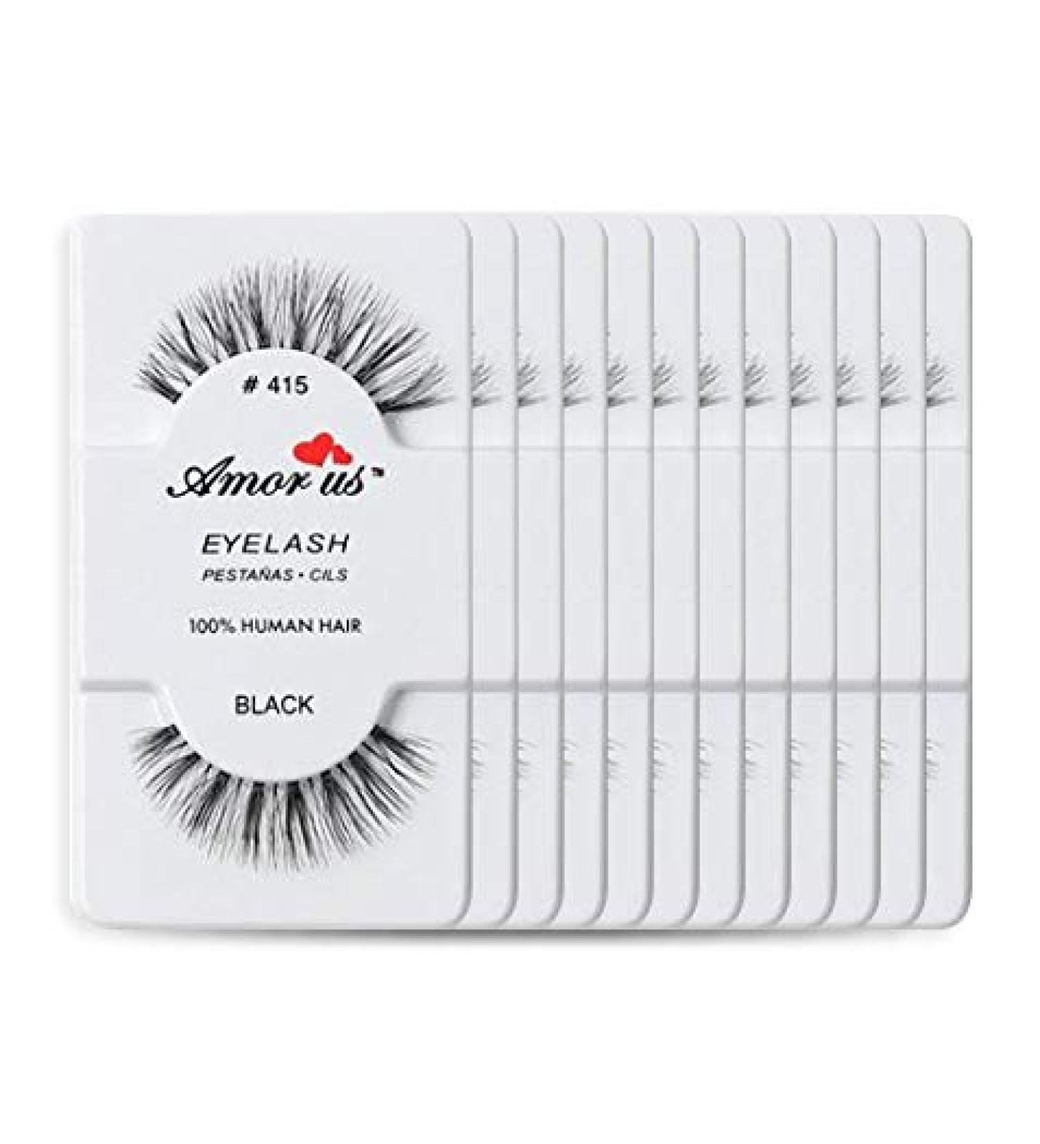 Amorus 12 Pairs Multipack #415 False Eyelashes - 100% Natural Hair Handmade Reusable Strip Lashes - Comfortable & Stylish - Buy Online on GoSupps.com