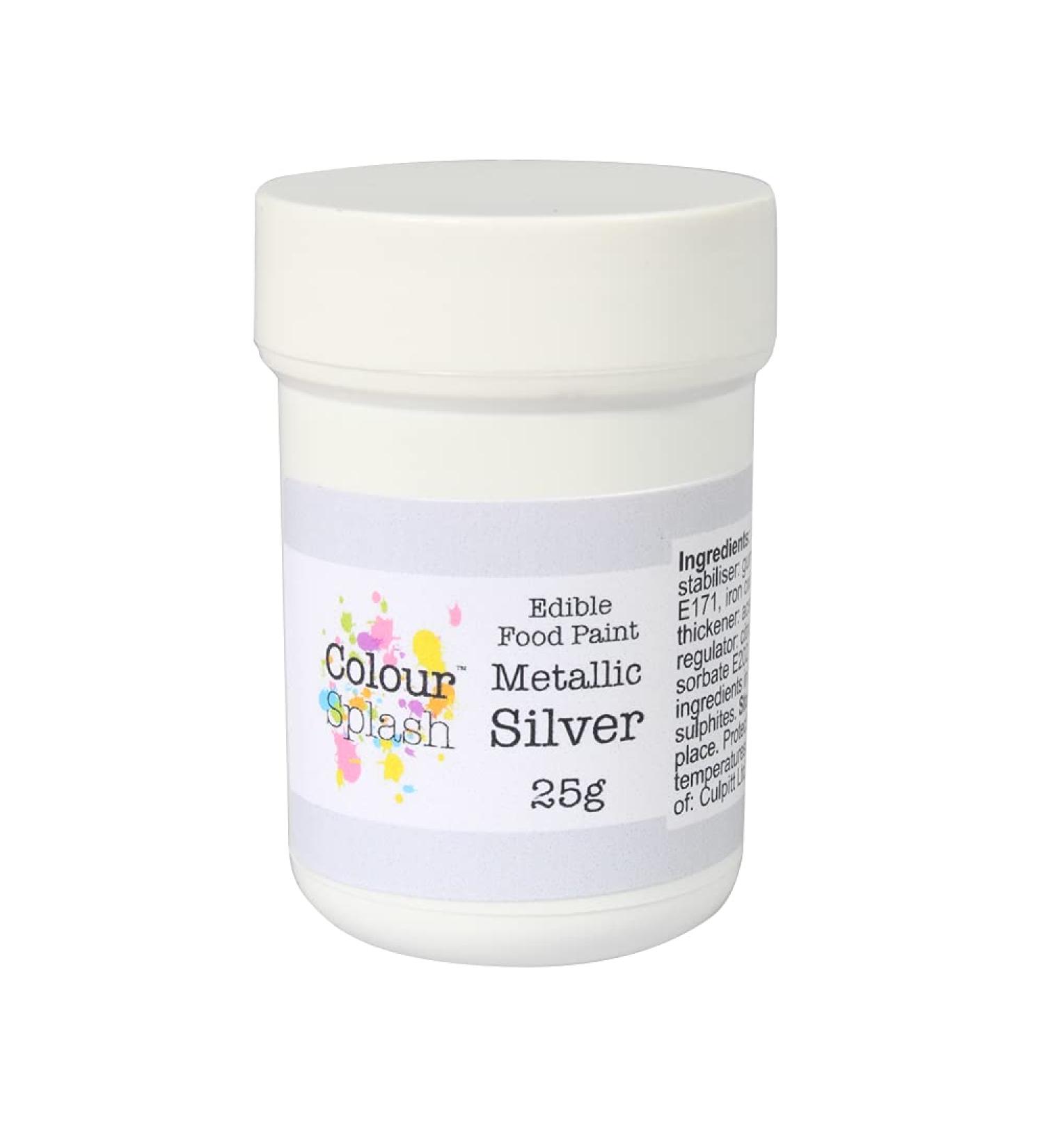 COLOUR SPLASH Metallic Silver Edible Food Paint - 25g | Cake Decorating Paint for Sugar Paste, Marzipan, and Modelling Pastes - Buy Online on GoSupps.com