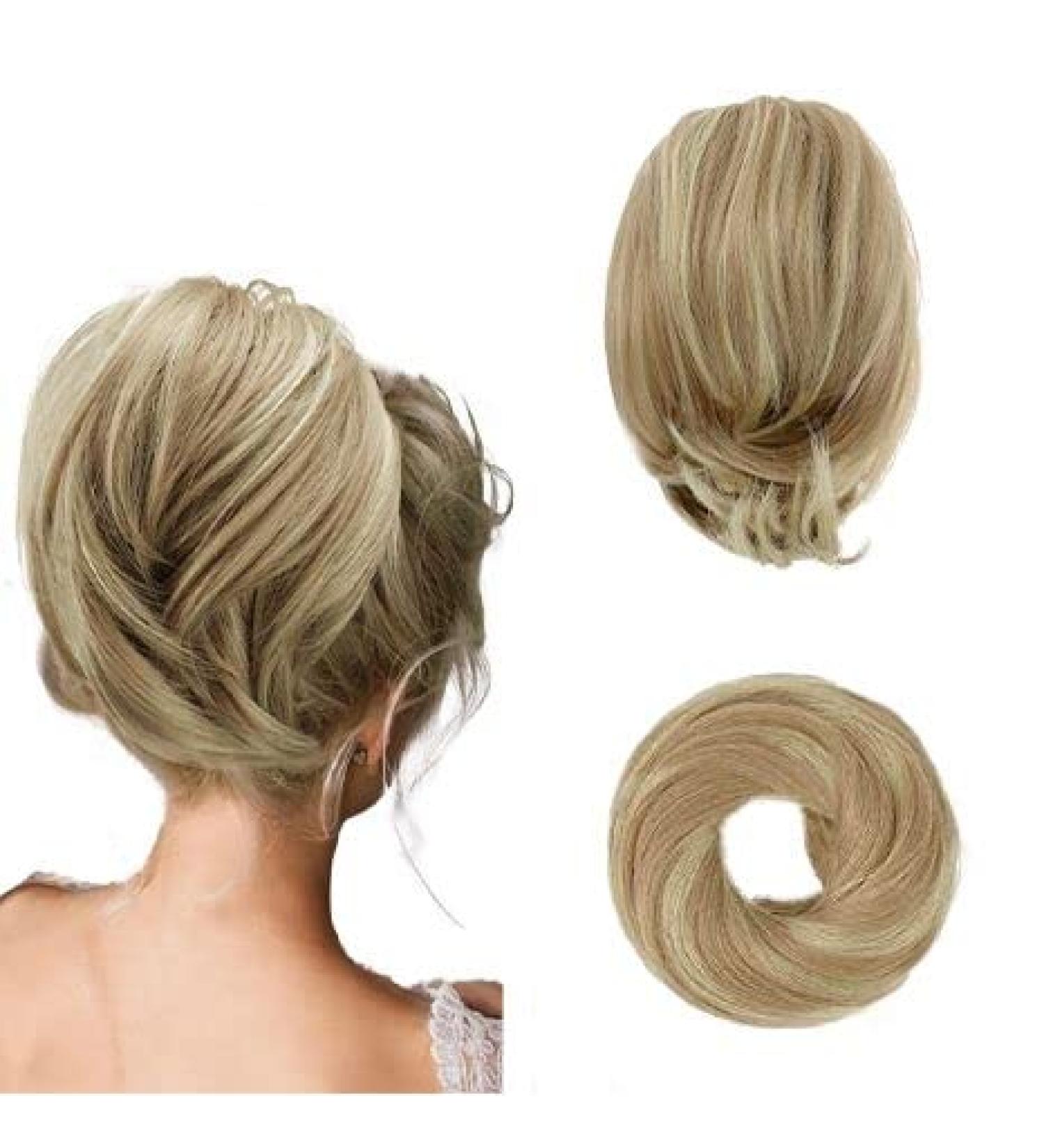 BARSDAR HAARDIAD Hair Extensions - Straight Synthetic Hair Ponytail Scrunchie for Women - 20cm Light Ash Brown & Bleach Blonde - Buy Online on GoSupps.com