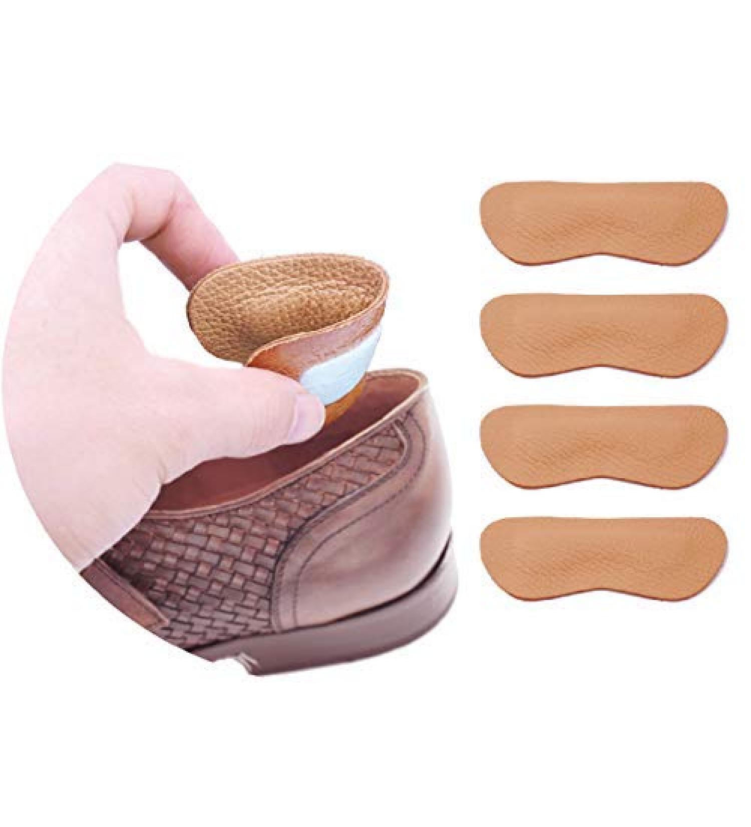 Leather Heel Grips Liner Cushion Inserts for Shoes Too Big Shoe Pads for Shoes Too Big  Improved Shoe Fit and Comfort 8 Pairs 0.2 inch Thick (Khaki)