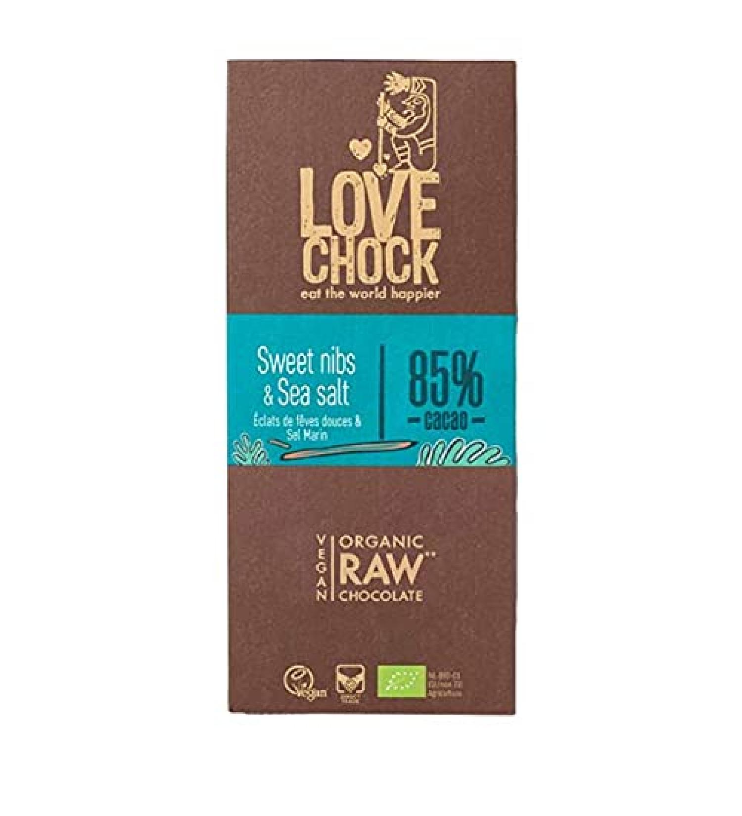Grocery Lovechock Raw Chocolate Beans Cocoa and Salt 70 g Unit - Buy Online on GoSupps.com