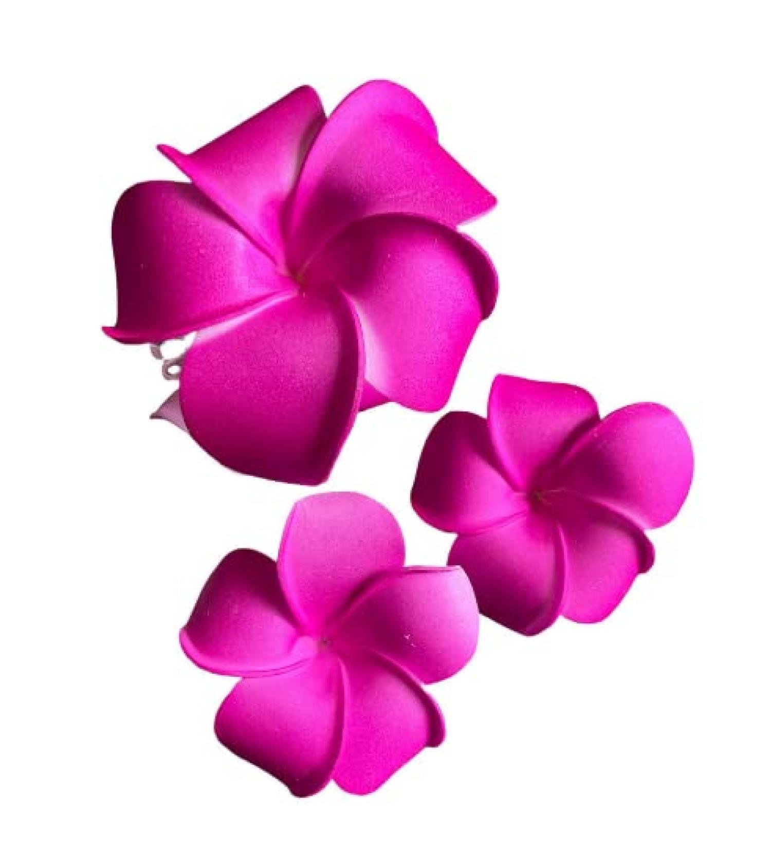 Set of Three Pink Foam Plumeria Flower Hair Clips - Handmade Hawaii Hair Accessories - Buy Online on GoSupps.com