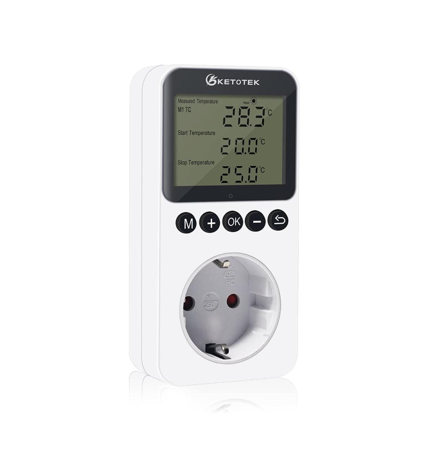 Buy Ketotek Digital Thermostat Socket - Day & Night Temperature Controller for Greenhouses Reptiles and Fridges (100-250V) - Buy Online on GoSupps.com
