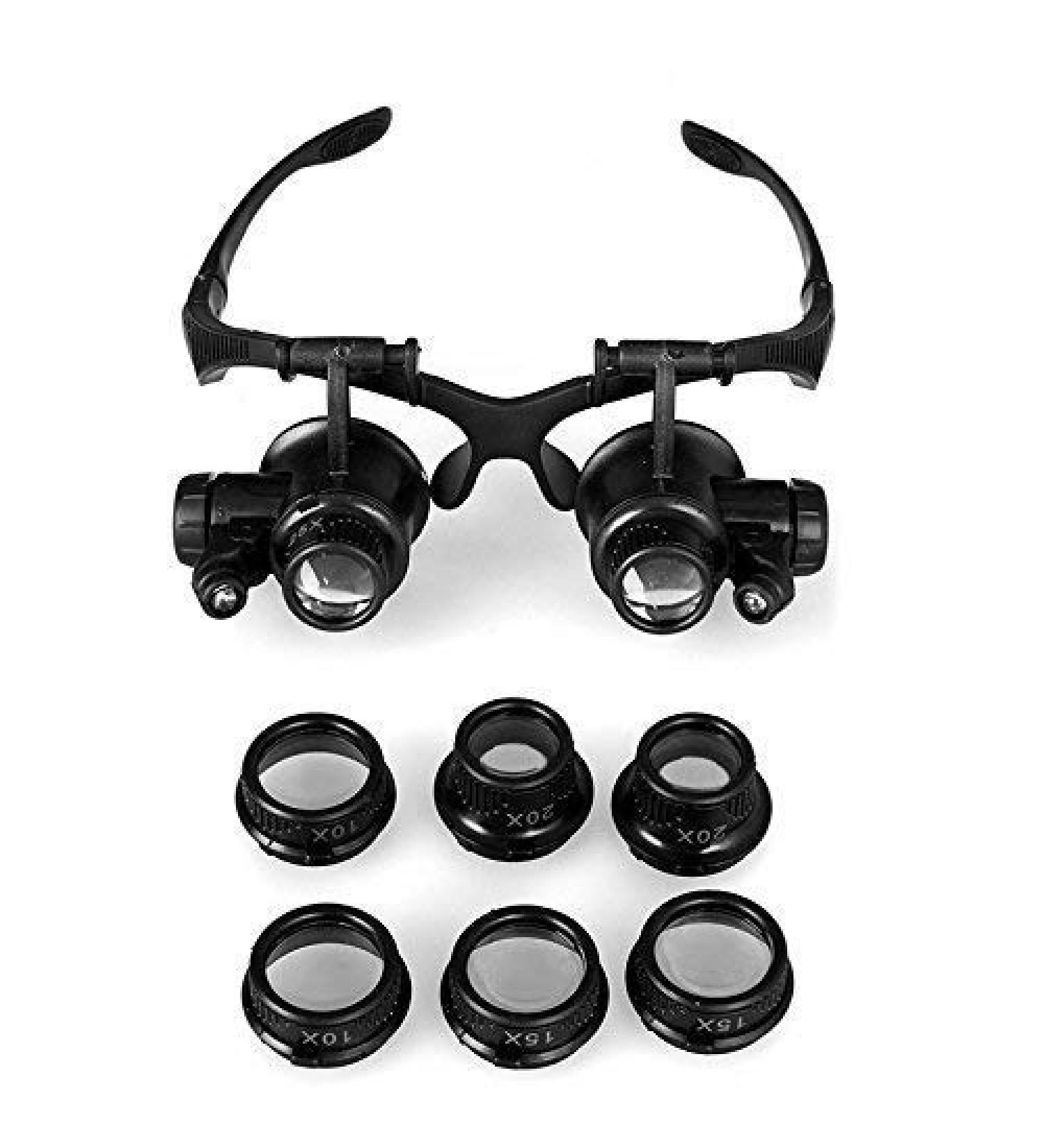 10X15X 20X 25X 4 Group Lens Double Glasses Head-Mounted LED Magnifier Combination Packages Good Times - Buy Online on GoSupps.com
