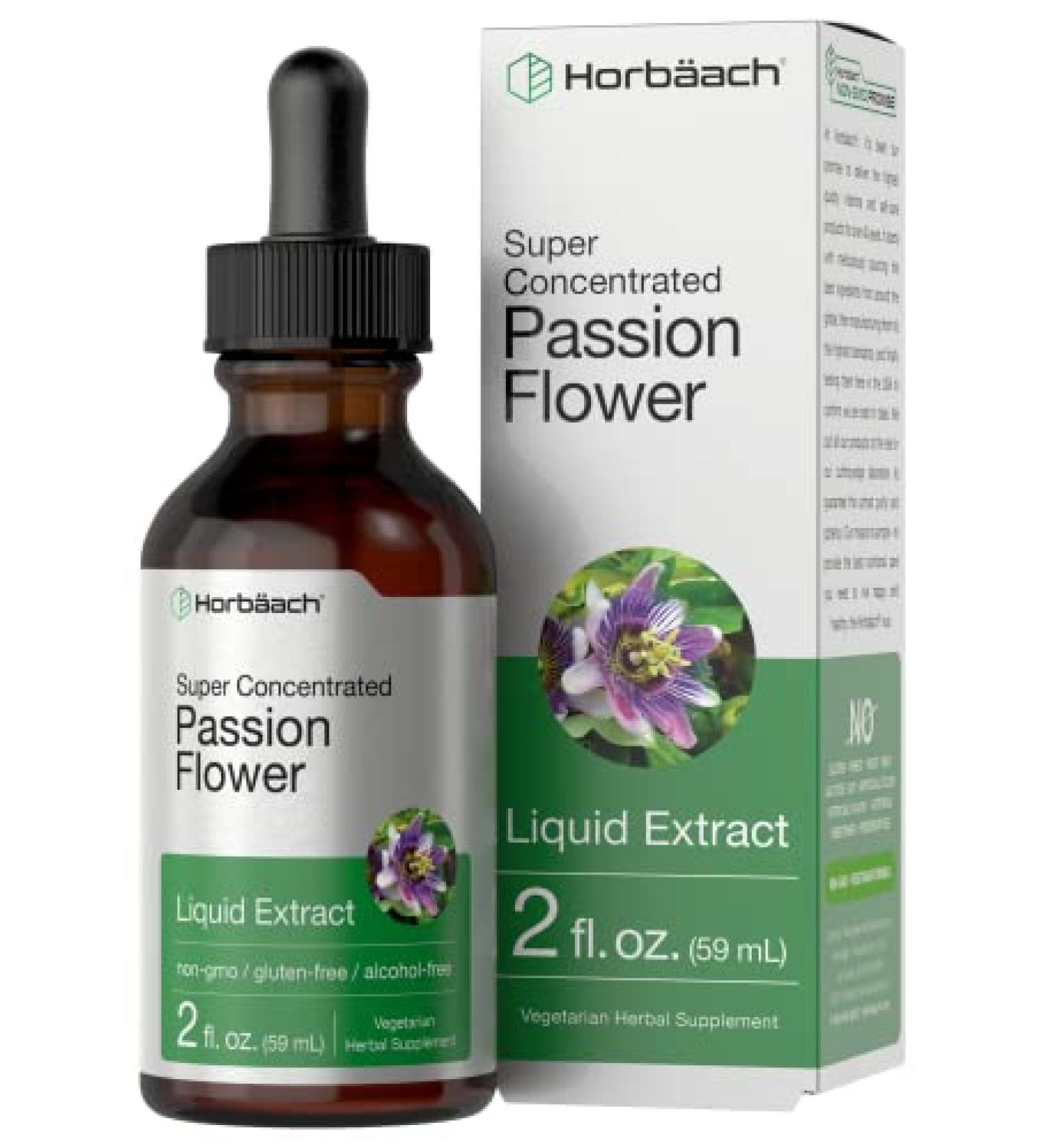 Passion Flower Tincture 2 fl oz | Alcohol-Free Liquid Extract | Super Concentrated | Vegetarian Non-GMO Gluten-Free by Horbaach - Buy Online on GoSupps.com