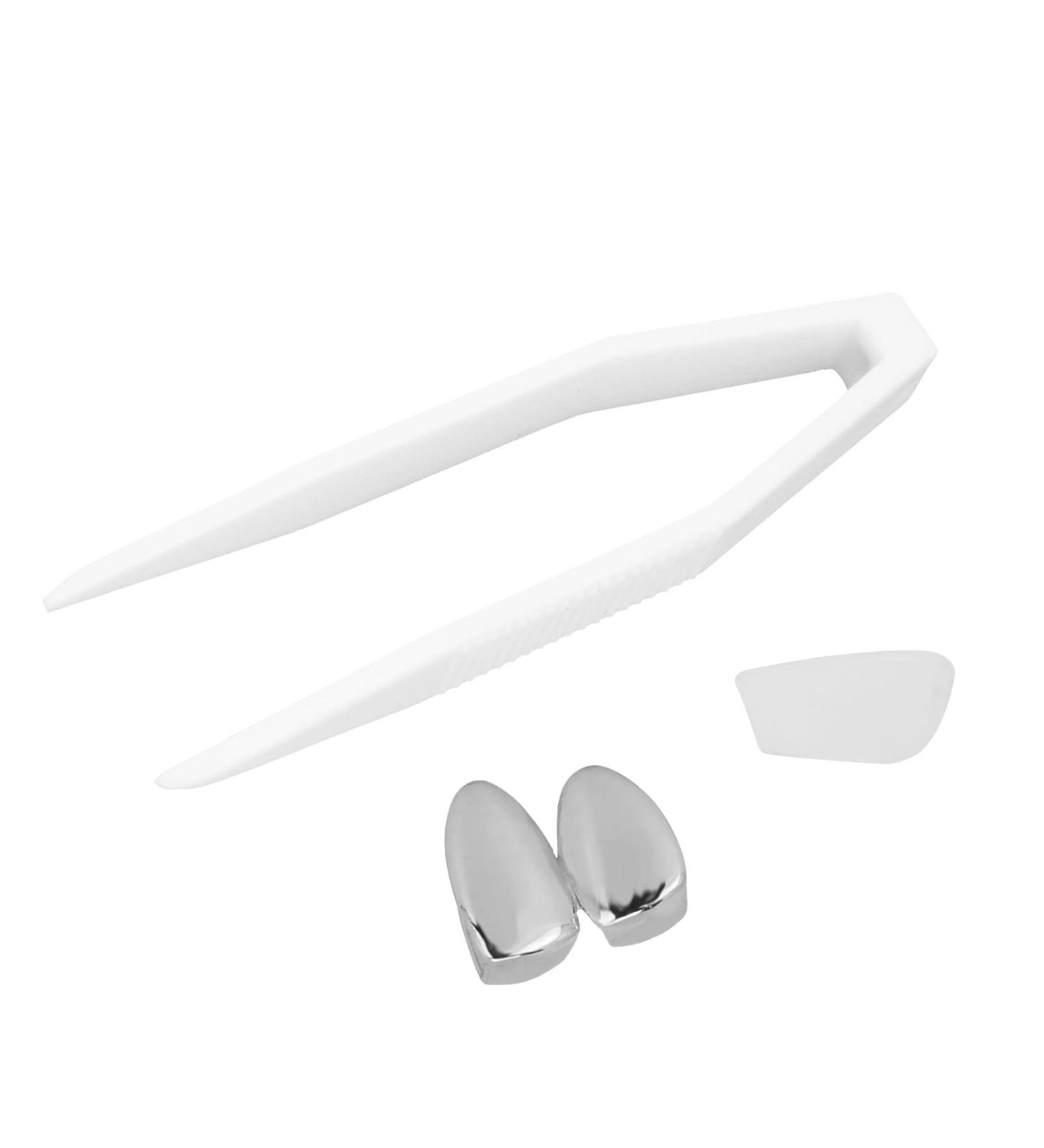 Fashionable Metal Teeth Decoration Hip Hop Tooth Decoration Plating Teeth Brace Jewelry for Halloween Party Silver - Buy Online on GoSupps.com