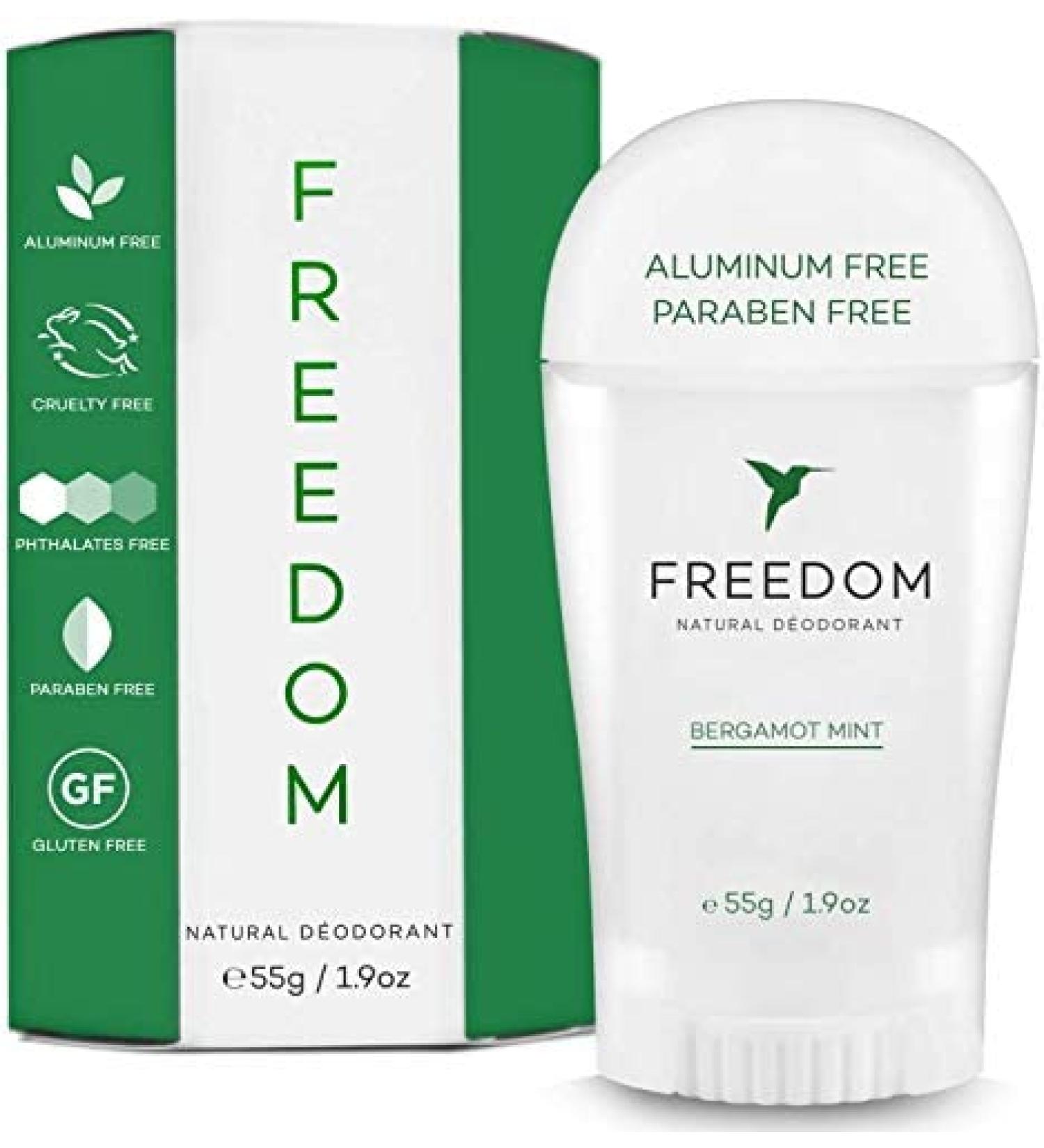 FREEDOM Natural Deodorant - Aluminum & Paraben Free, 24-Hour Odor Protection (Bergamot Mint) - Buy Online on GoSupps.com