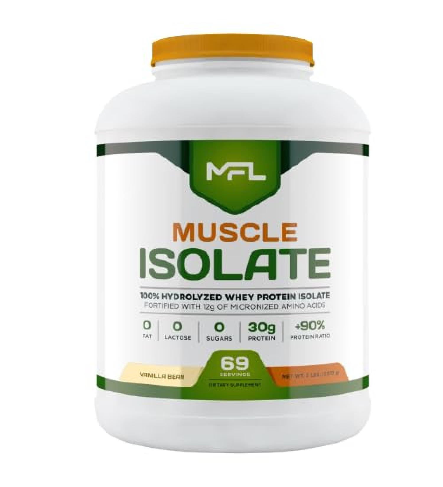 MUSCLE FOOD LABS MFL 100% Pure Isolate Protein 5 lbs l 30g of Protein l 12g Amino Acids l Keto Friendly l Low Carbs | 69 Servings (Vanilla Bean) - Buy Online on GoSupps.com