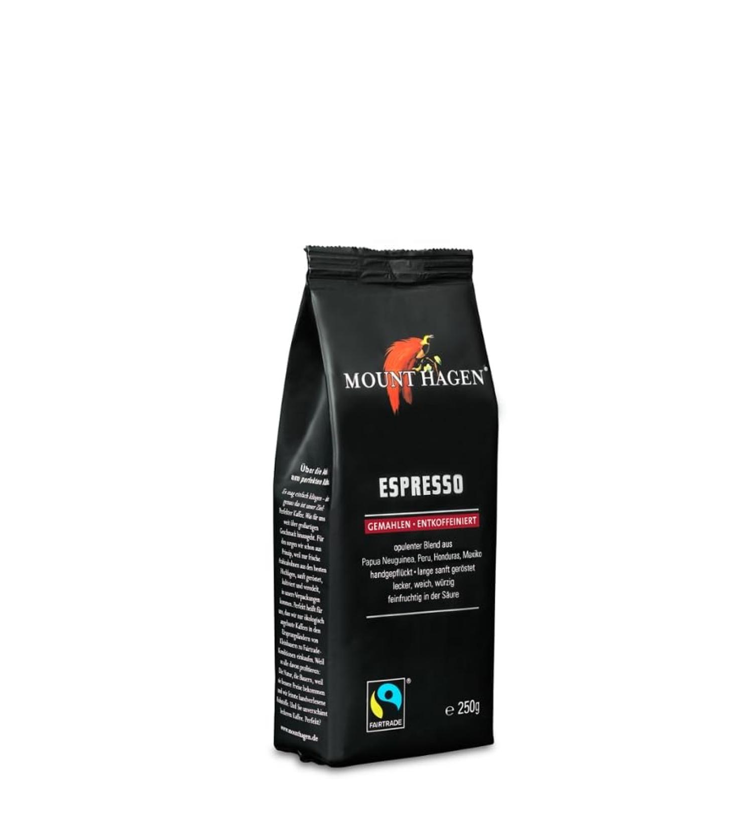 Wertform Mount Hagen Bio FT Naturland Espresso 250 g ground and decaffeinated