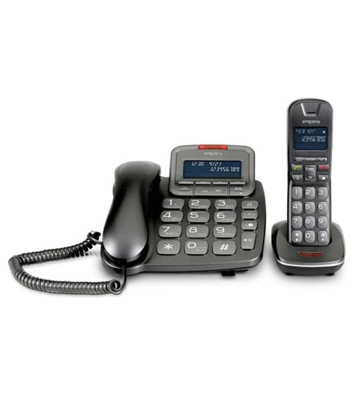 Emporia TALKHOME Combi TH-21ABB Combination DECT Corded Telephone - Black/Silver (Official UK & Ireland Version)