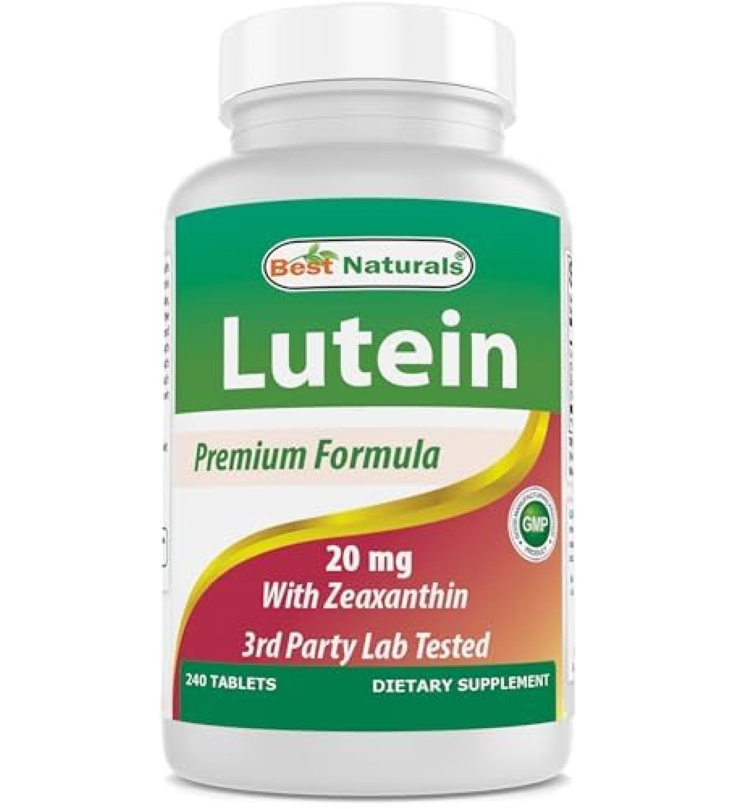 Best Naturals Lutein 20 mg with Zeaxanthin- 240 Tablets 240 Count (Pack of 1) - Buy Online on GoSupps.com