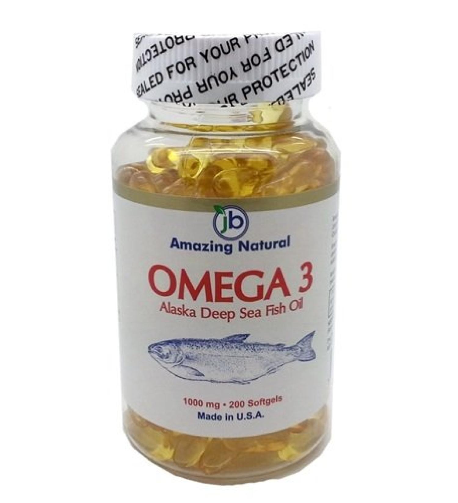 Amazing Natural Omega 3 Deep Sea Fish Oil 1000 mg 200 softgels