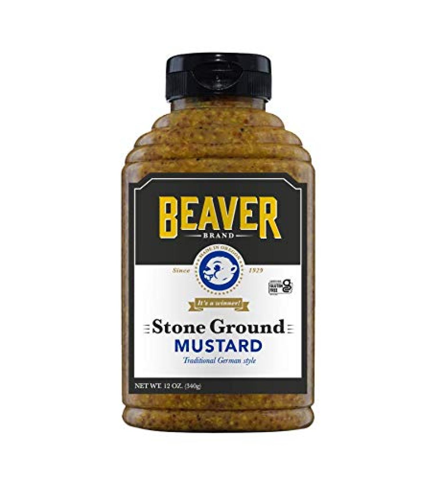 Beaver Stone Ground Mustard, 12 Ounce Squeeze Bottle 12 Ounce (Pack of 1)
