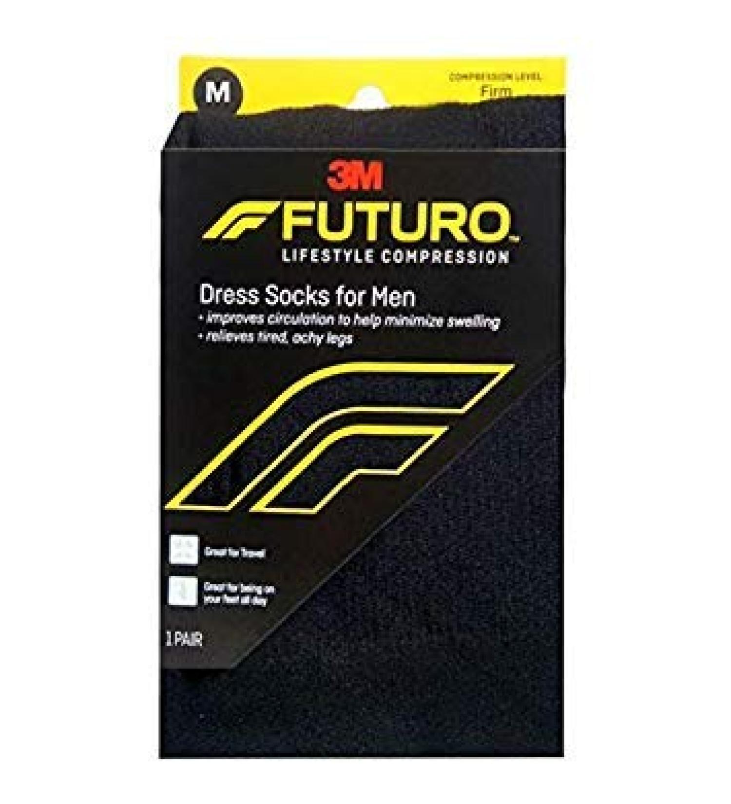 FUTURO Dress Socks For Men Firm Compression Medium Black 1 Pair (Pack of 2)