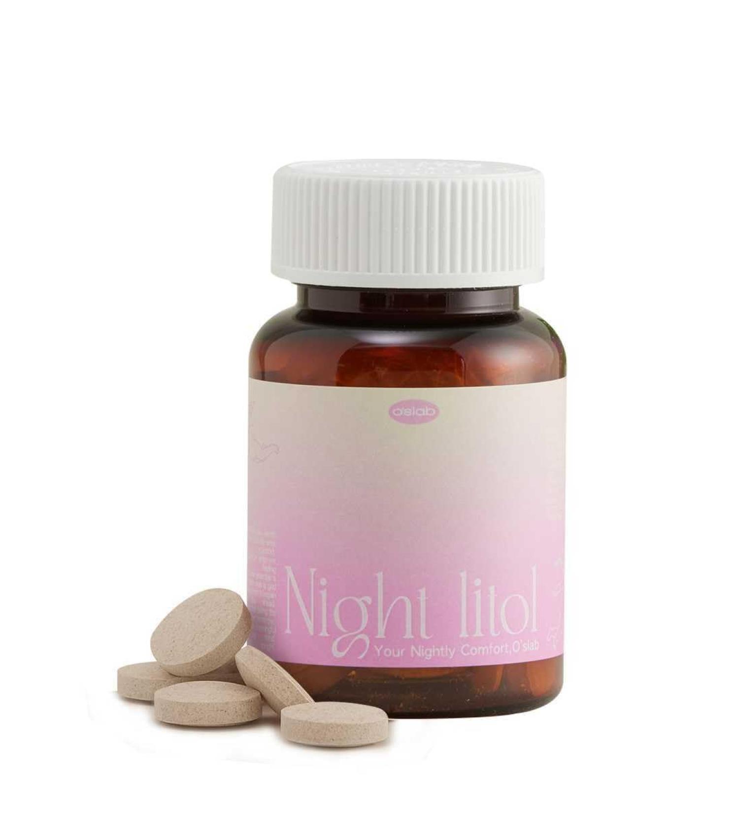 O'slab Nightlitol 2mg Melatonin & L-Theanine 200mg | GABA, Ecklonia Cava Extract Sleep Support Supplement | Natural Flavor Mint Chewables, Non-Pill | Women Wellness | 30 Mints - Buy Online on GoSupps.com