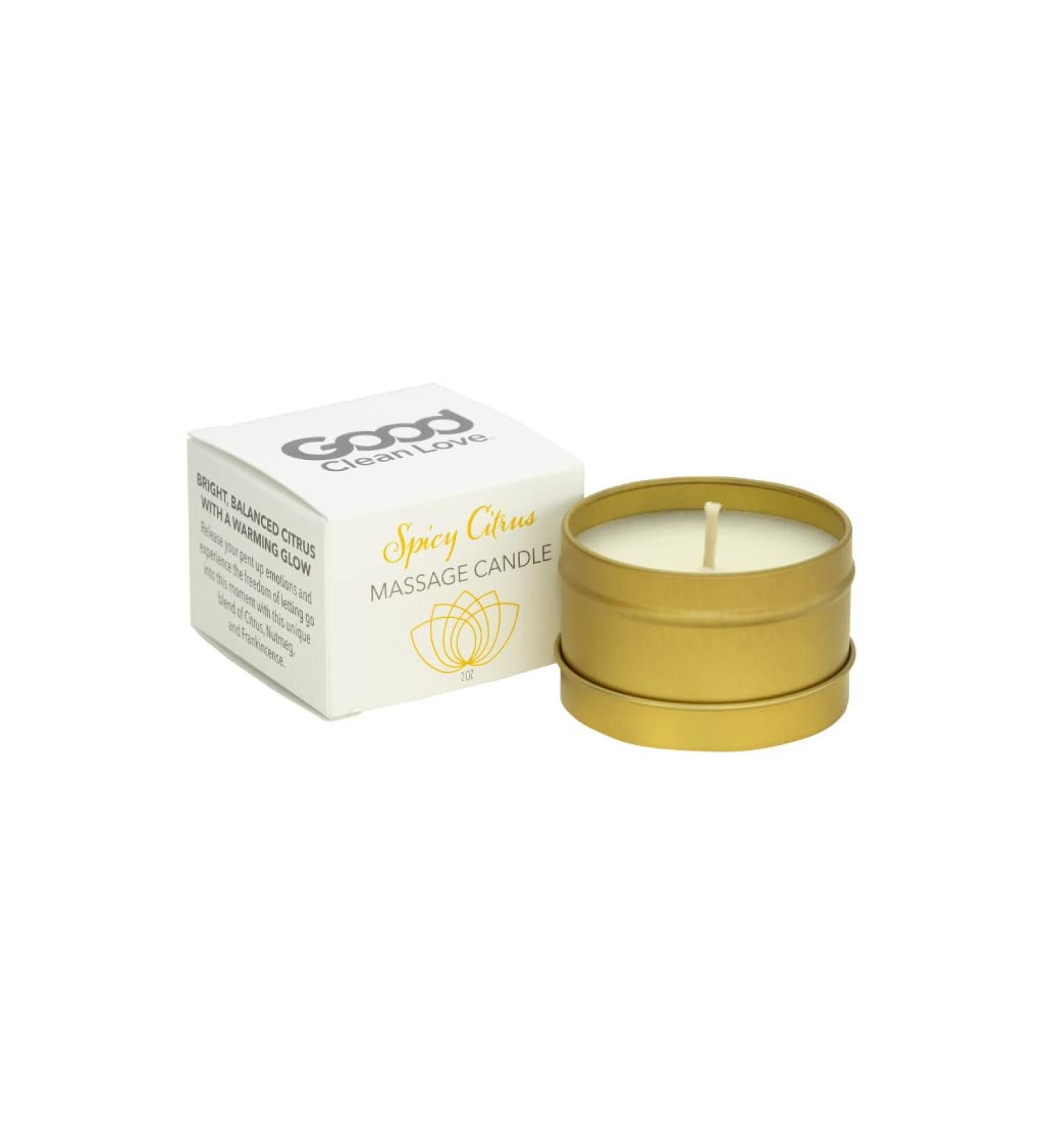 Good Clean Love Spicy Citrus Massage Candle | 100% Natural Aromatic Oil | Exotic Citrus Scent & Aphrodisiac Fragrance | 2 Oz International Shipping Available - Buy Online on GoSupps.com
