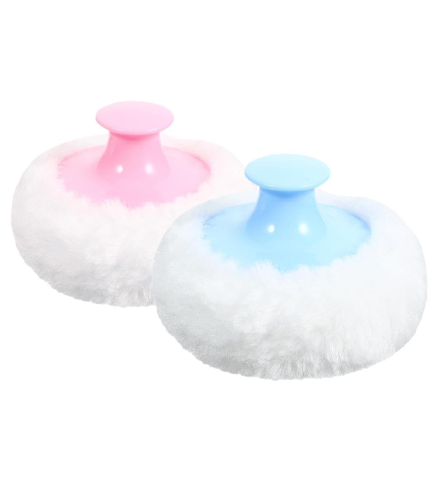 Lot de 2 Houppettes B b 8 CM Ultra-Douces en Mati re Moelleuse R utilisables Applicateur de Poudre Corporelle et Cosm tique Couleurs Pastel Bleu Clair et Rose Clair Soin Peau - Buy Online on GoSupps.com