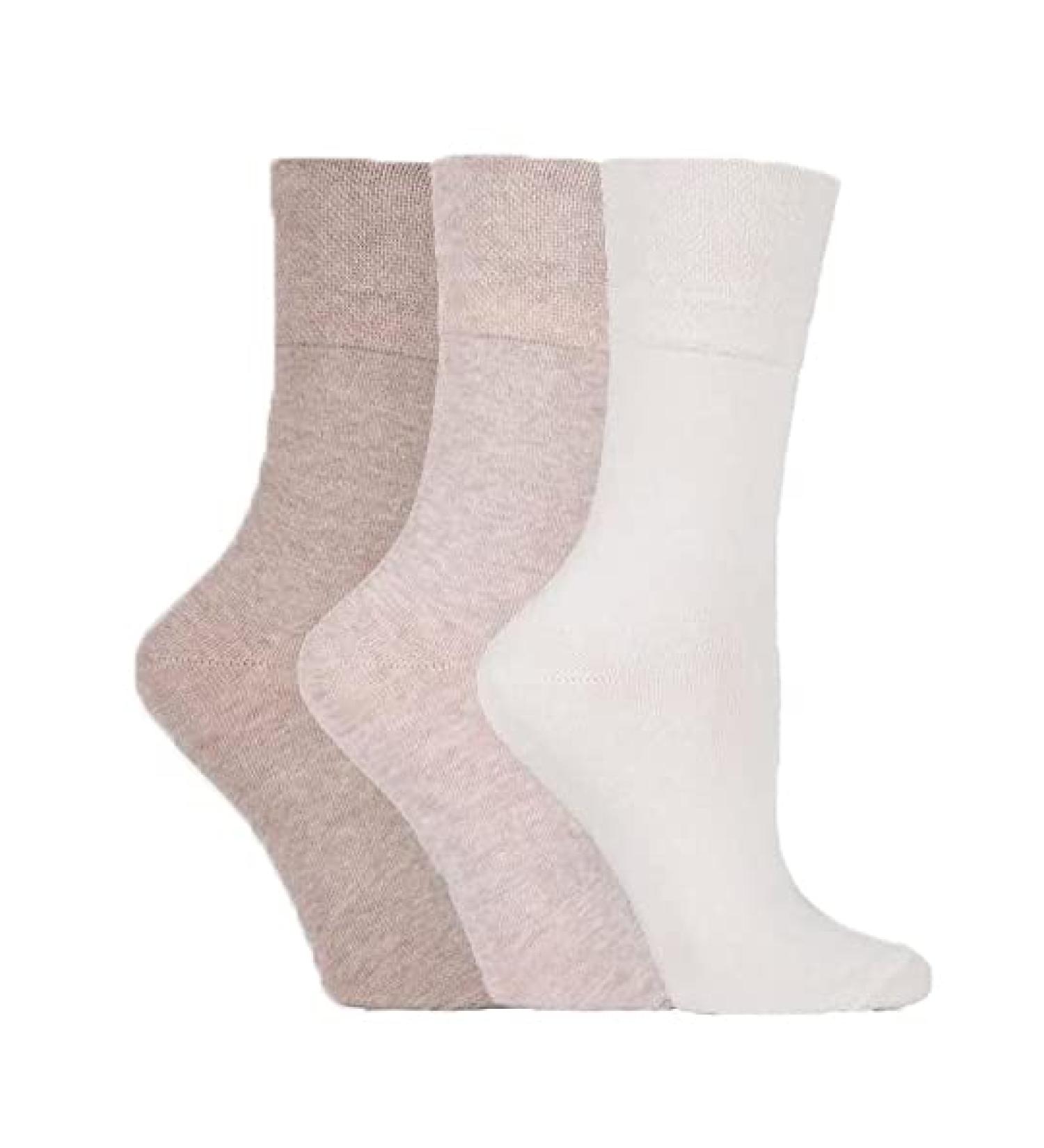 ZRWASKA Women's Diabetic Socks Oedema friendly Wide Honey Comb top soft cuff Ankle Non-Elastic for Swollen feet Legs Non-Binding Circulatory Sock 3 Pack Size 4-7 4-7 Off White & Browns (3 Pairs) - Buy Online on GoSupps.com