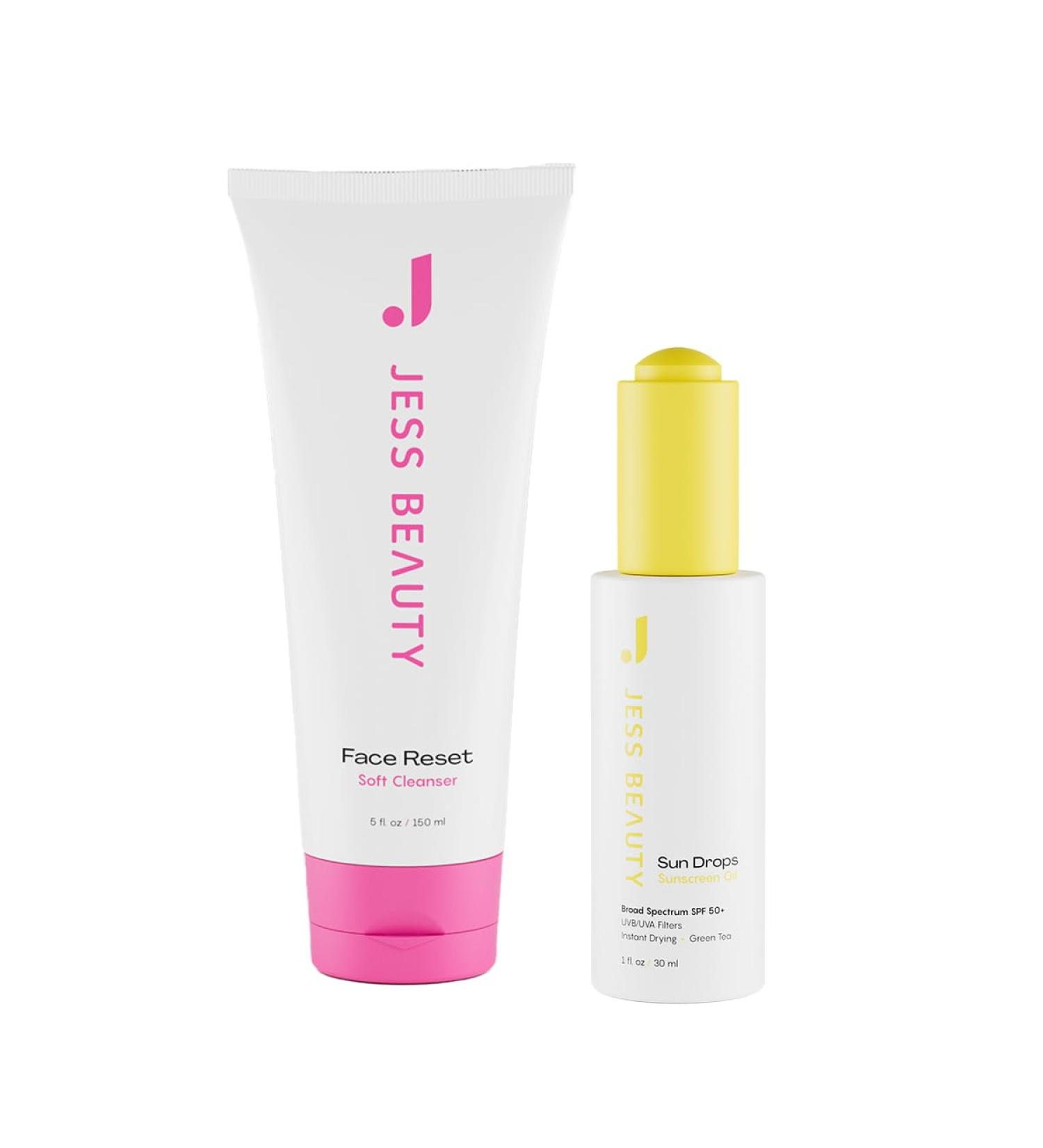 JESS BEAUTY | Make Him Wear It Kit Face Reset Cleanser 5 fl. oz, Sun Drops SPF 50+ Sunscreen Oil 1 fl. oz - Buy Online on GoSupps.com