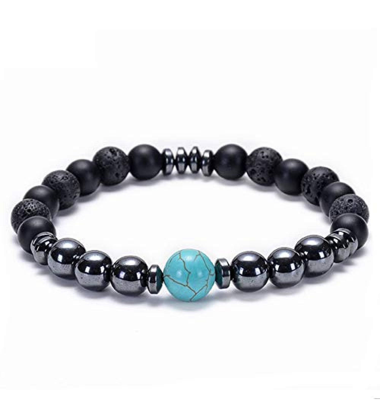Buy Wild Essentials Turquoise & Hematite Lava Stone Essential Oil Diffuser Bracelet - Aromatherapy Jewelry for Men & Women - Expandable Up to 8 Inches - Buy Online on GoSupps.com