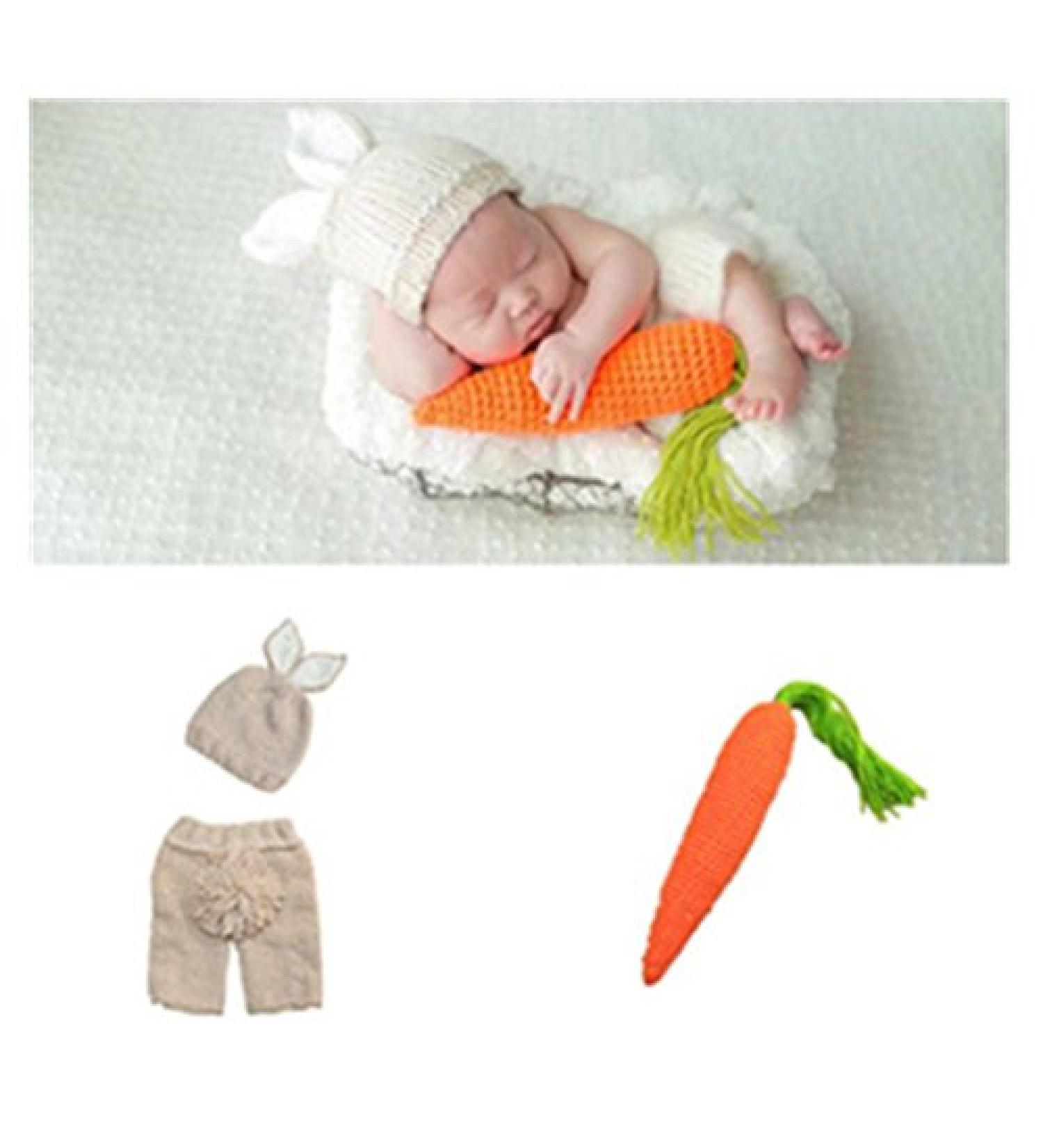 Newborn Baby Bunny Hat and Radish Photo Props Set for Adorable Easter Costume Style - Buy Online on GoSupps.com