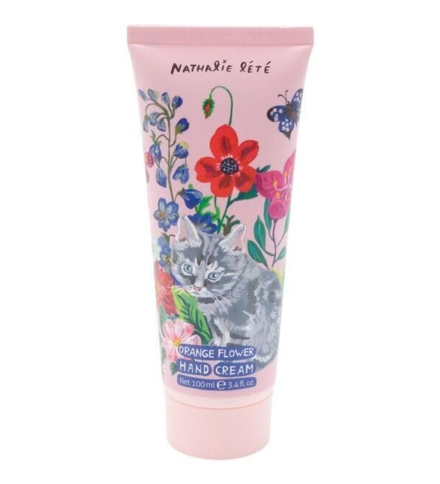 Heathcote & Ivory Nathalie Lete Forest Folk Orange Flower Hand Cream Cat 3.3oz