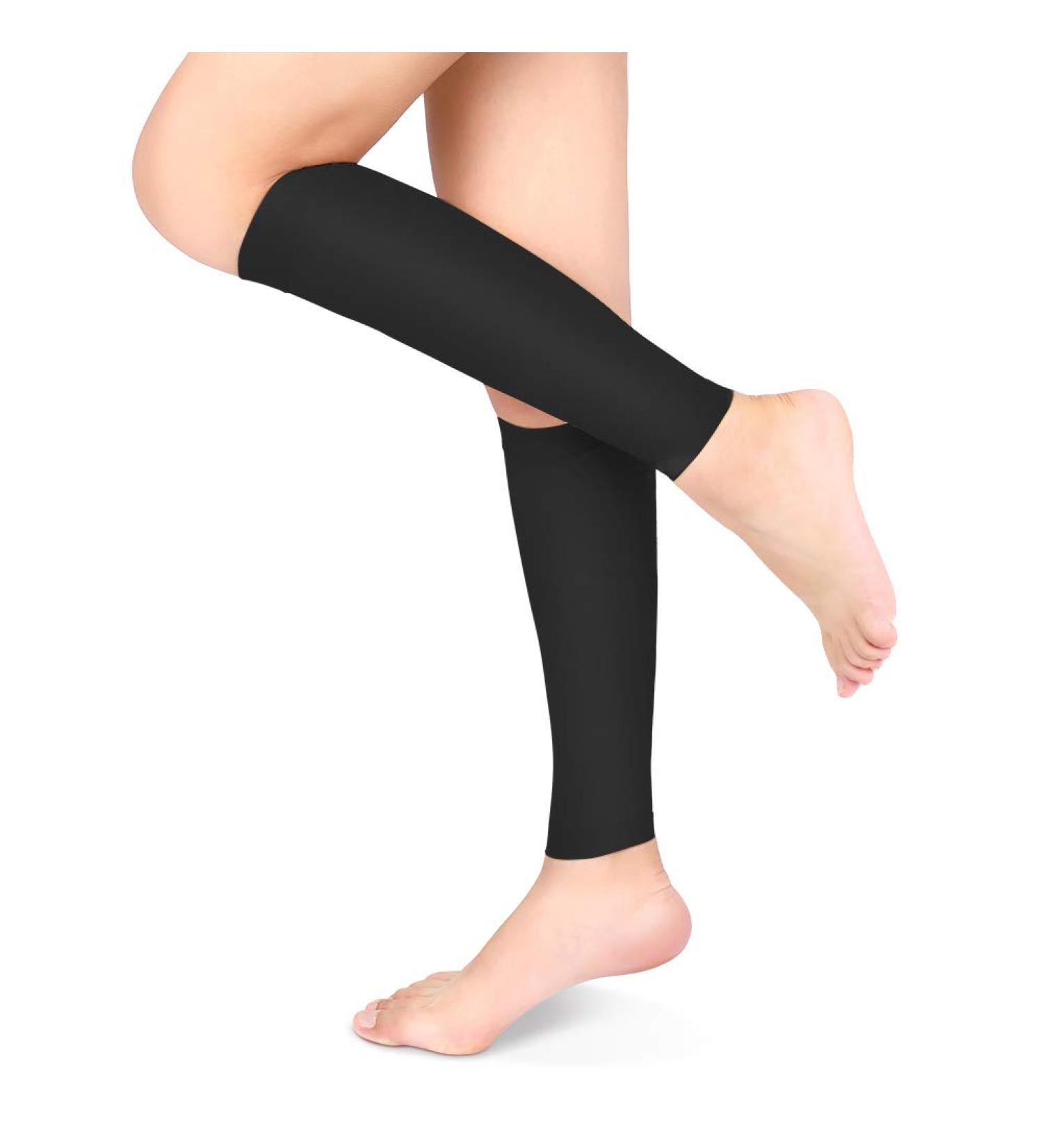 Buy Compression Socks 20-30mmHg | Calf Compression Sleeves for Varicose Veins Shin Splints & Recovery | Footless Design for Travel & Sports - Unisex Black Medium - Buy Online on GoSupps.com