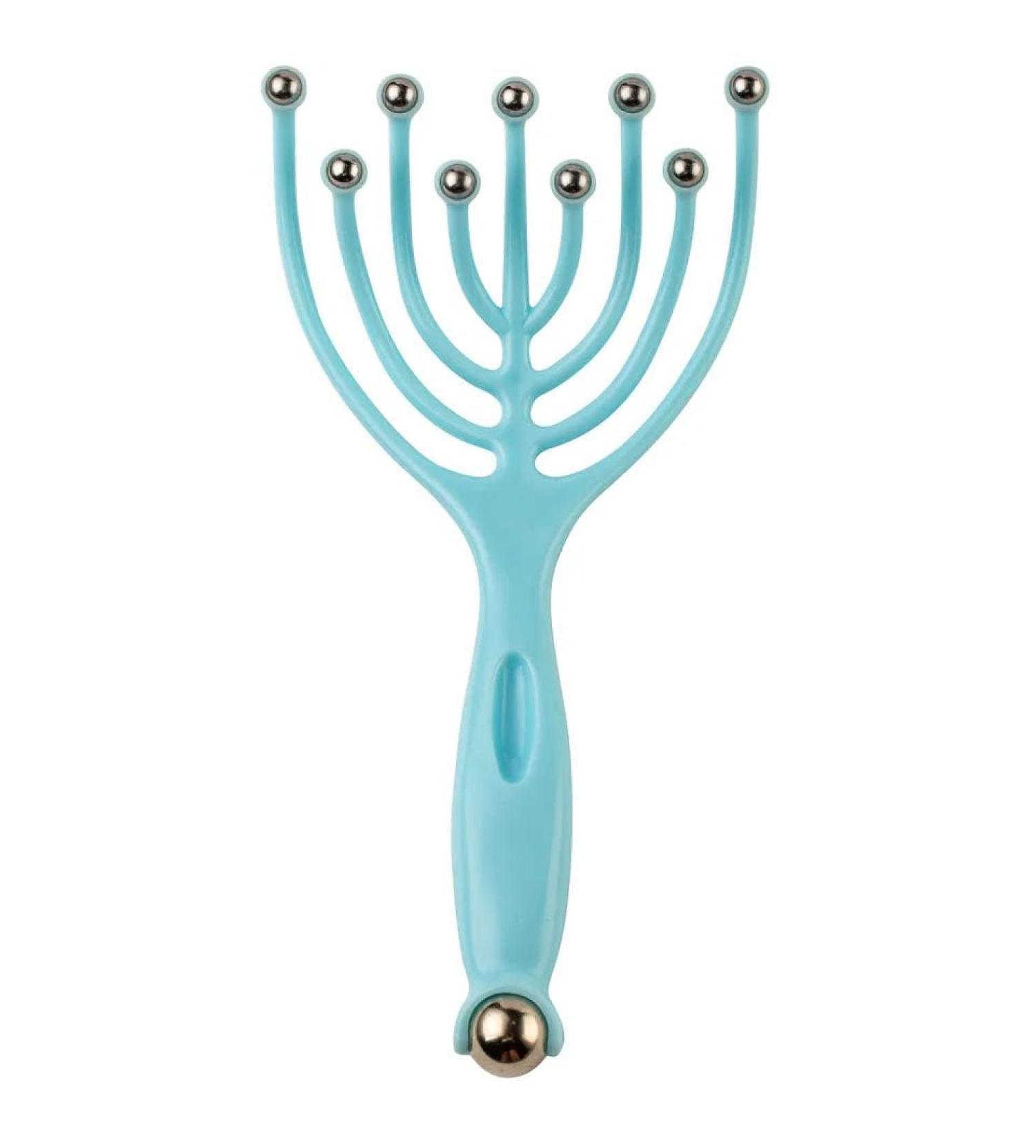 Head Massage Claw with Iron Balls | Manual Scalp Massager for Hair Growth Stress Relief & Relaxation - Blue | Ideal for Pets - Buy Online on GoSupps.com