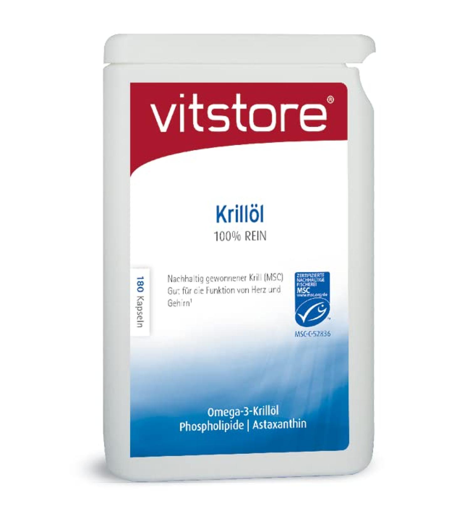  Vitstore Omega-3 krill oil 180 capsules - Is well absorbed by the body and brain - Buy Online on GoSupps.com