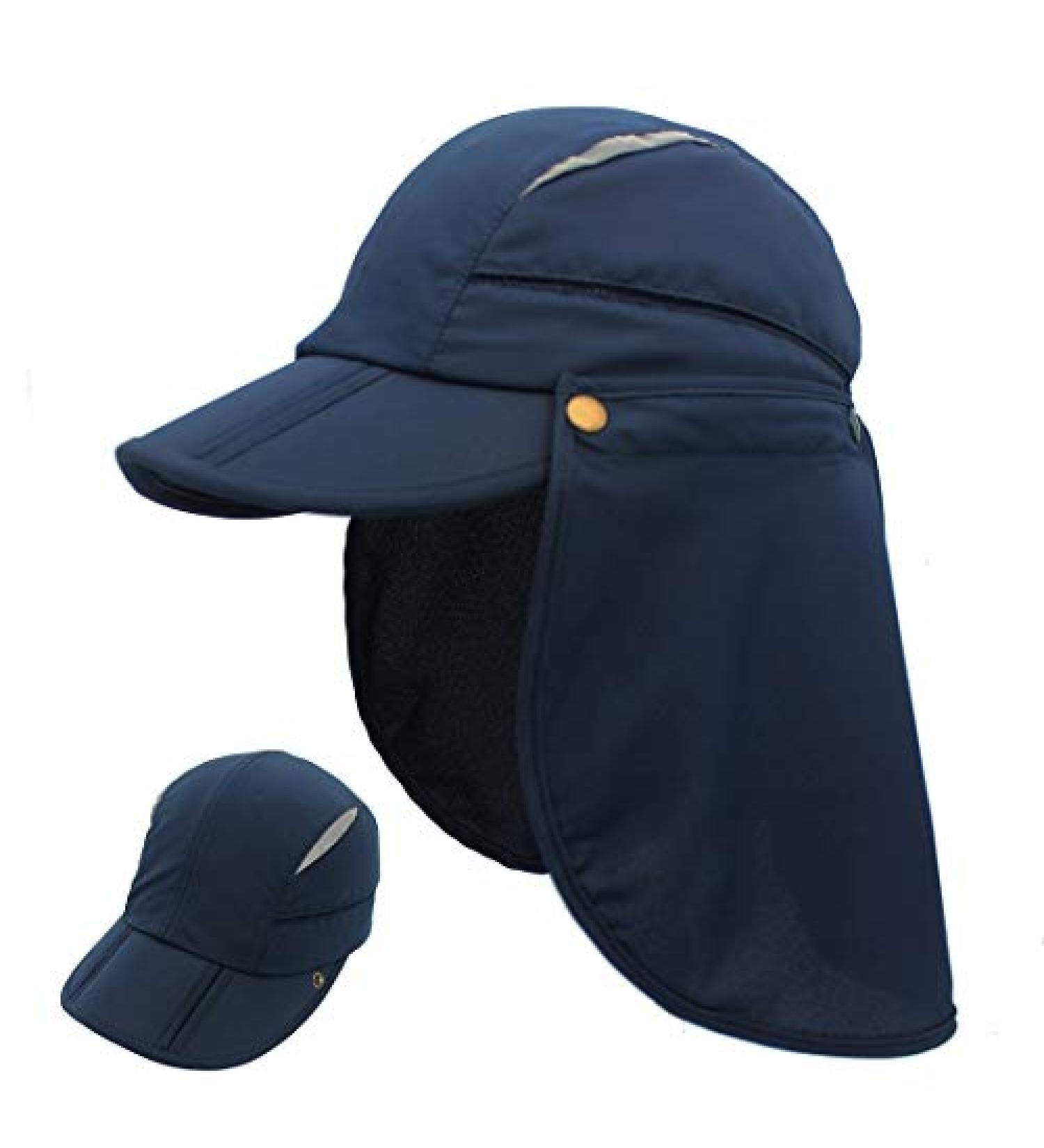 LLmoway Safari Fishing Sun Cap with Removable Neck Flap - Quick Dry Navy Blue Hat for Men and Women - Buy Online on GoSupps.com