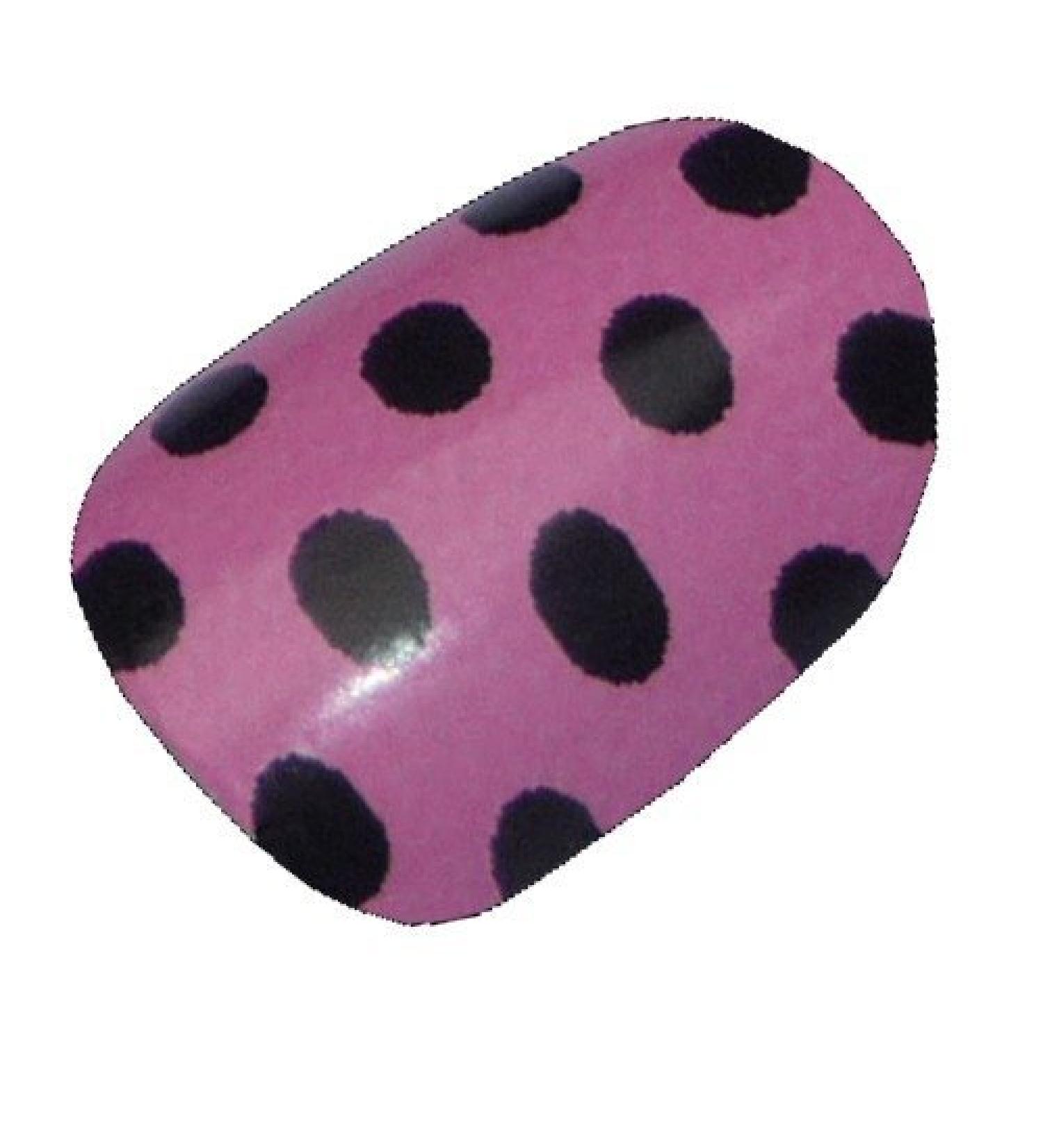 Chix Nails Polka Dot Beauty Trendy Style Fingers Toes Vinyl Foils Nail Wraps Black on Pink