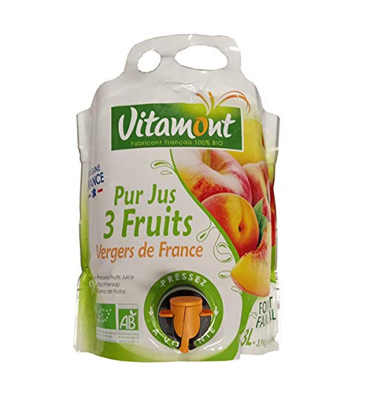 Vitamont Pure Juice 3 Fruits from the Orchards of France 3 liters - Buy Online on GoSupps.com