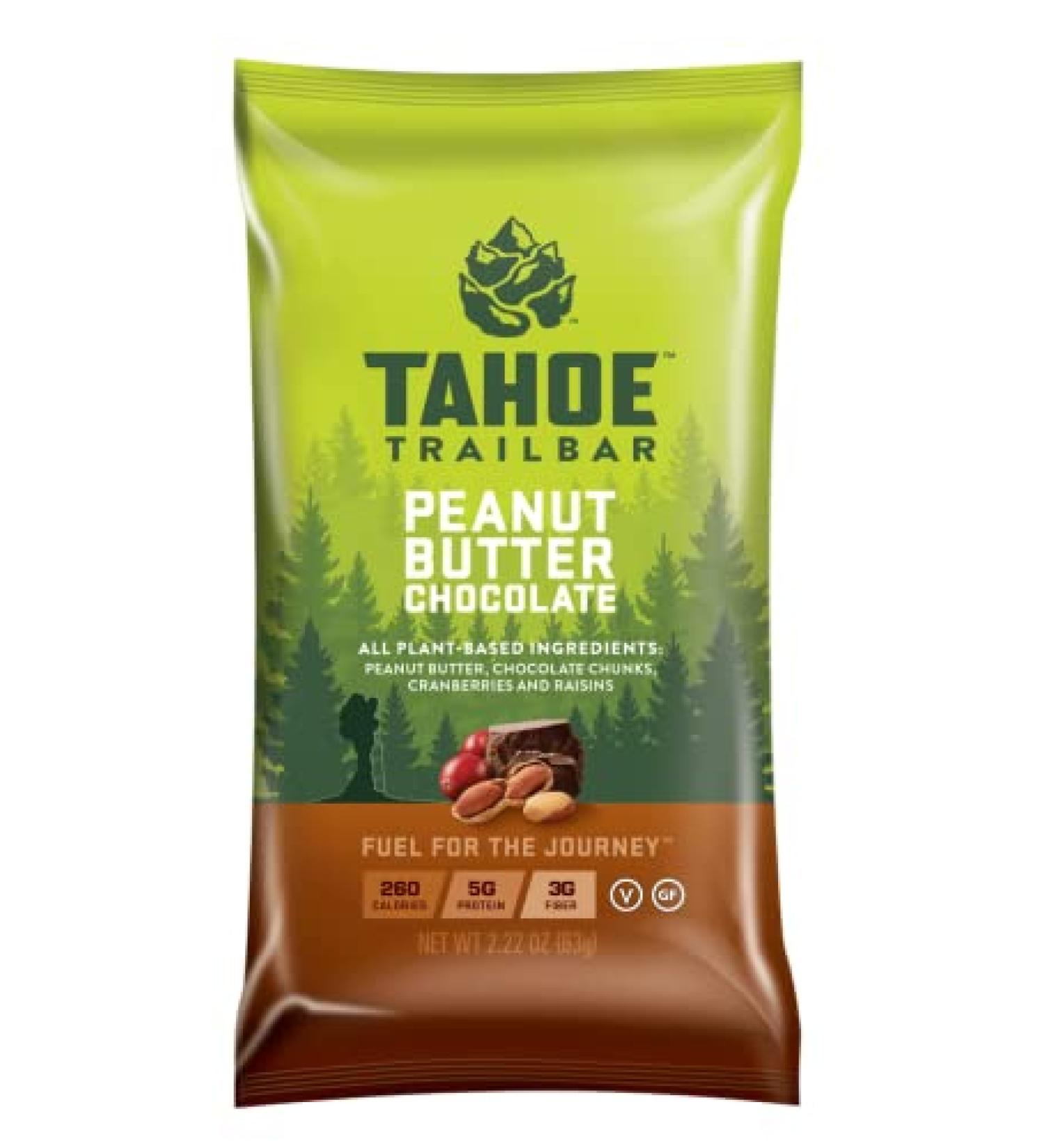 Tahoe Trail Bar - Plant-Based High Protein Energy Snacks - Gluten-Free Vegan Non-GMO - Peanut Butter Chocolate 12 Count - Buy Online on GoSupps.com