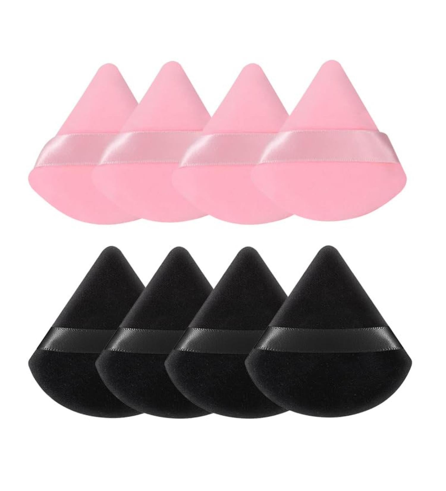 Buy 8 Triangular Soft Velvet Sponges for Loose Powder Makeup | ChelsMar Contour Makeup Sponges (4 Pink + 4 Black) - Perfect for Wet & Dry Application - International Shipping Available - Buy Online on GoSupps.com