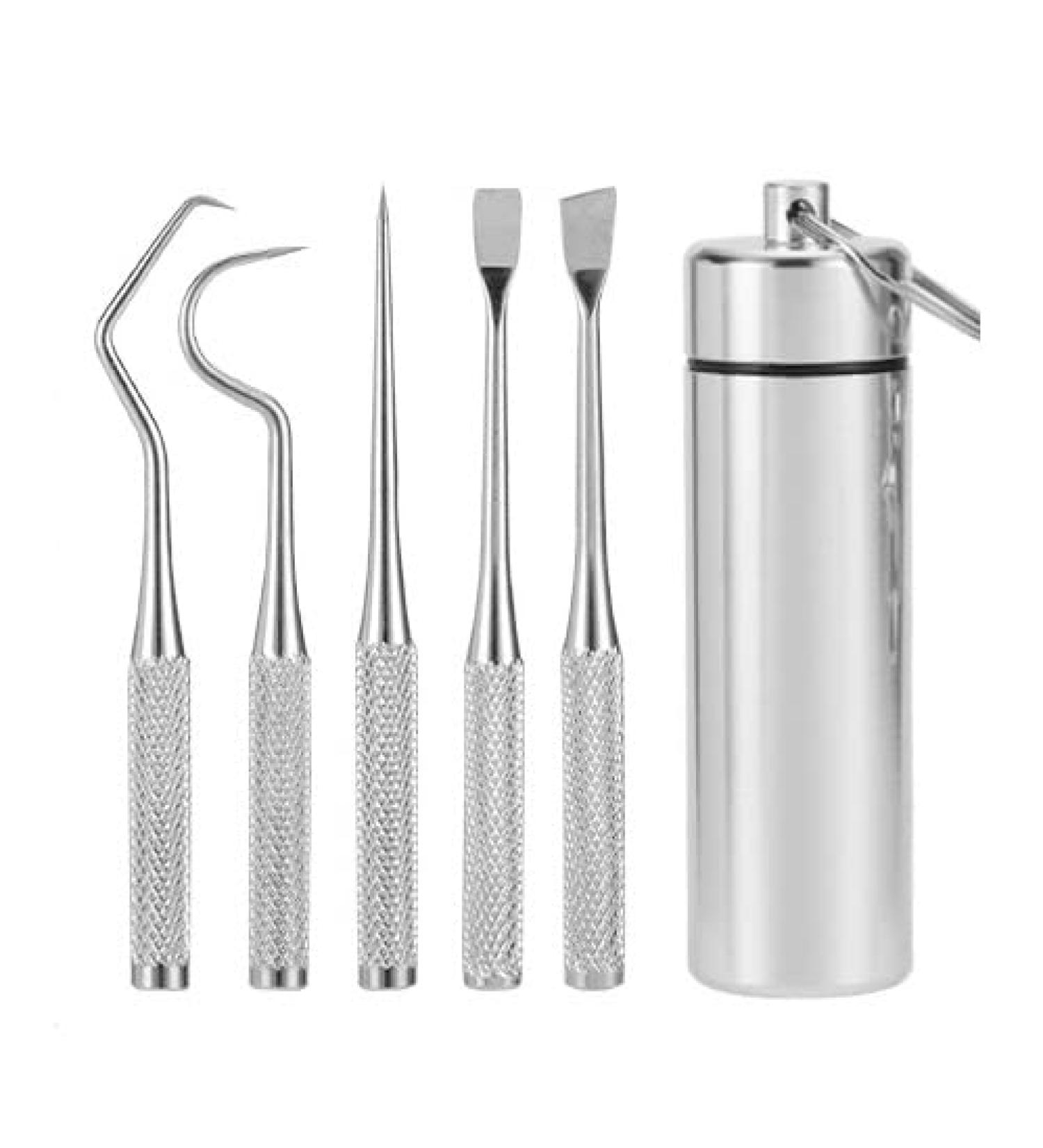 5-Pack Reusable Stainless Steel Toothpick Cartridge | Portable Dental Care Kit & Tooth Cleaner | Eco-Friendly Metal Toothpicks - Buy Online on GoSupps.com